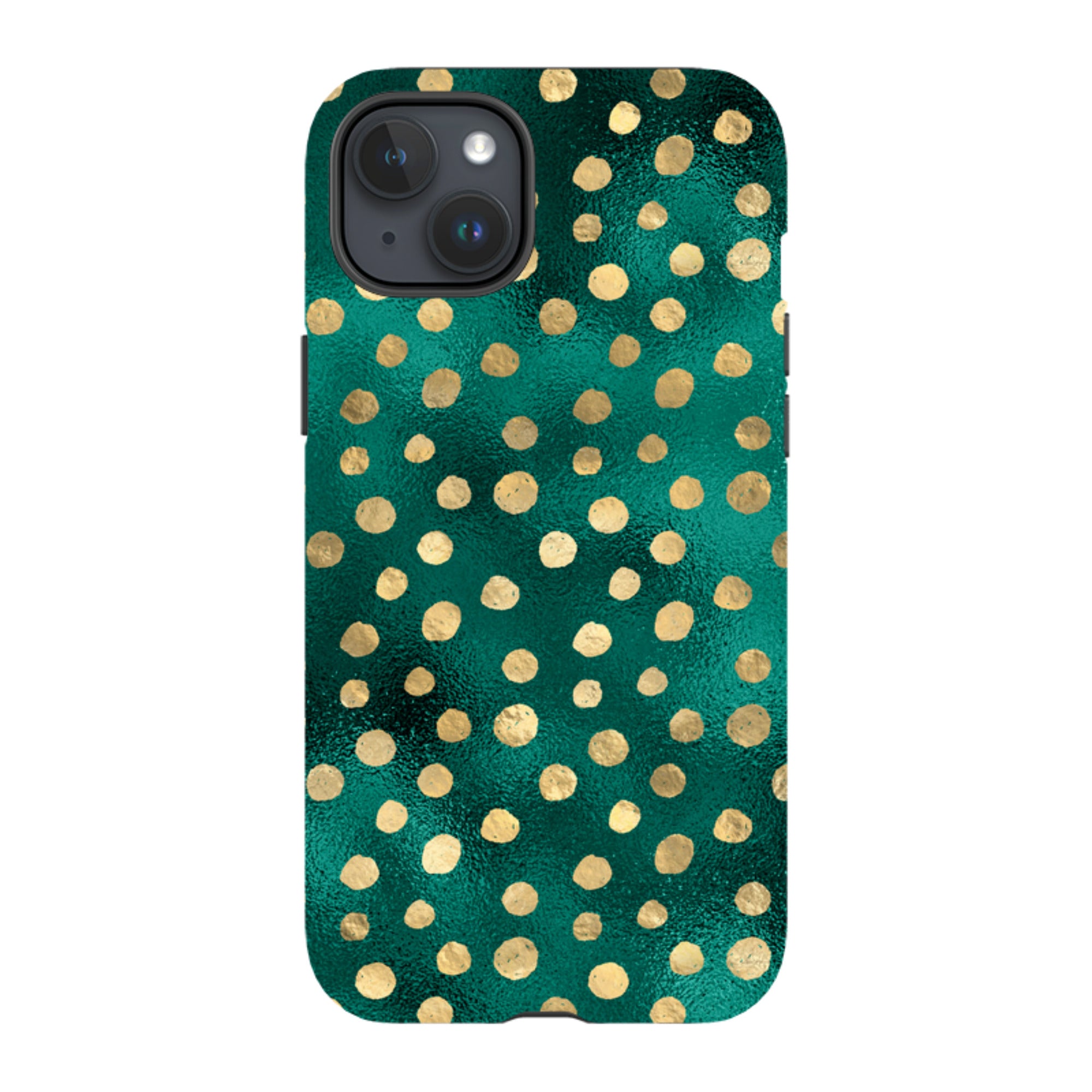 iPhone Tough Case - Forest and Gold Dots