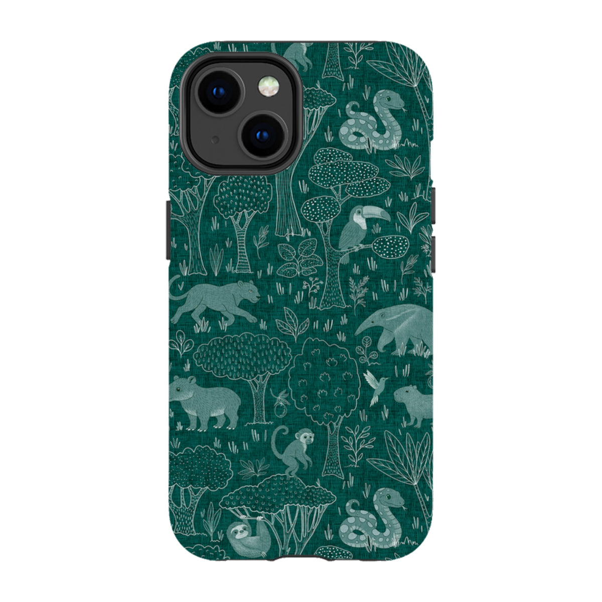 iPhone Tough Case - Tropical Jungle Animals teal By Katherine Quinn