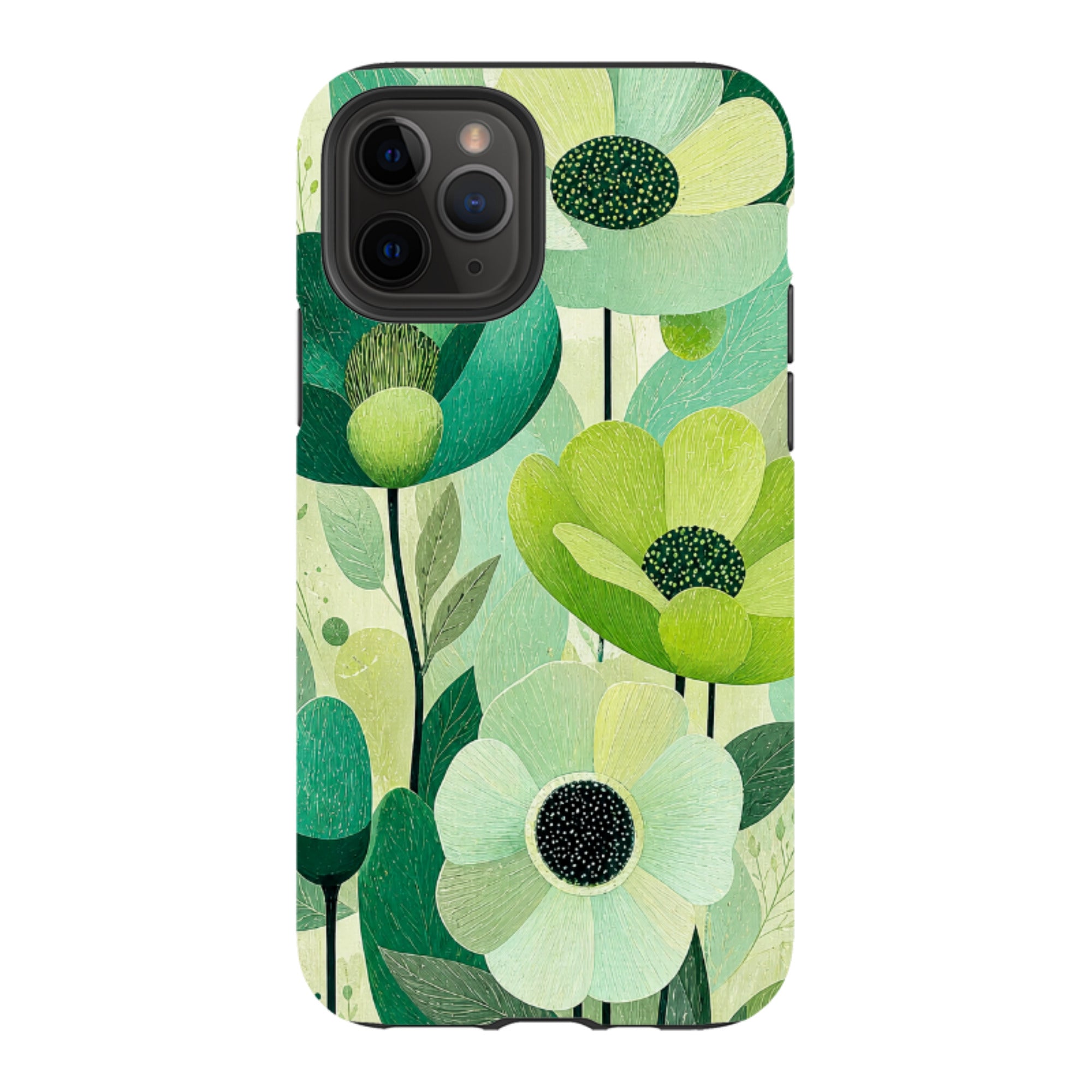 iPhone Tough Case - Mint Woodgrain Floral