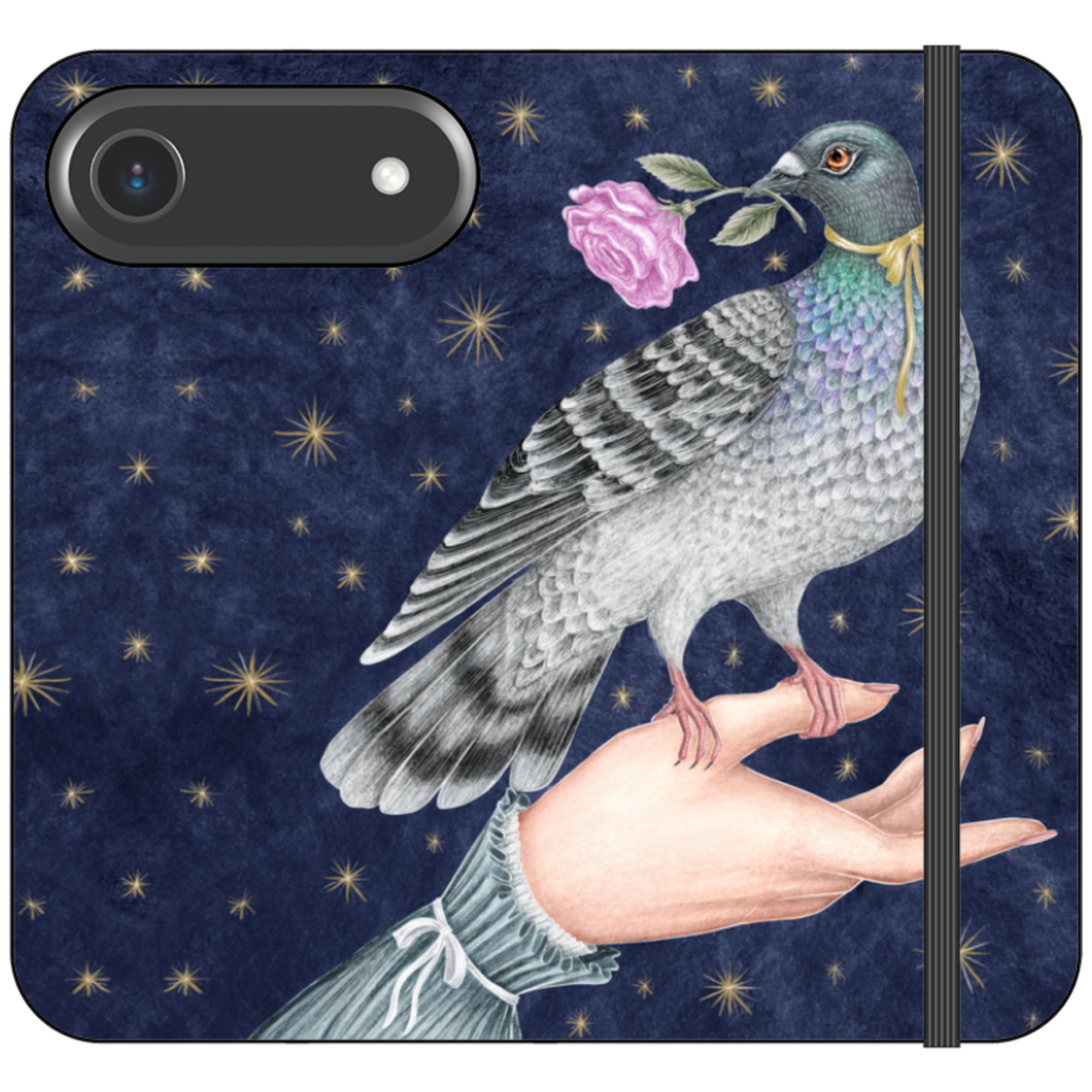 Pigeon With Rose Wallet Case By Catherine Rowe