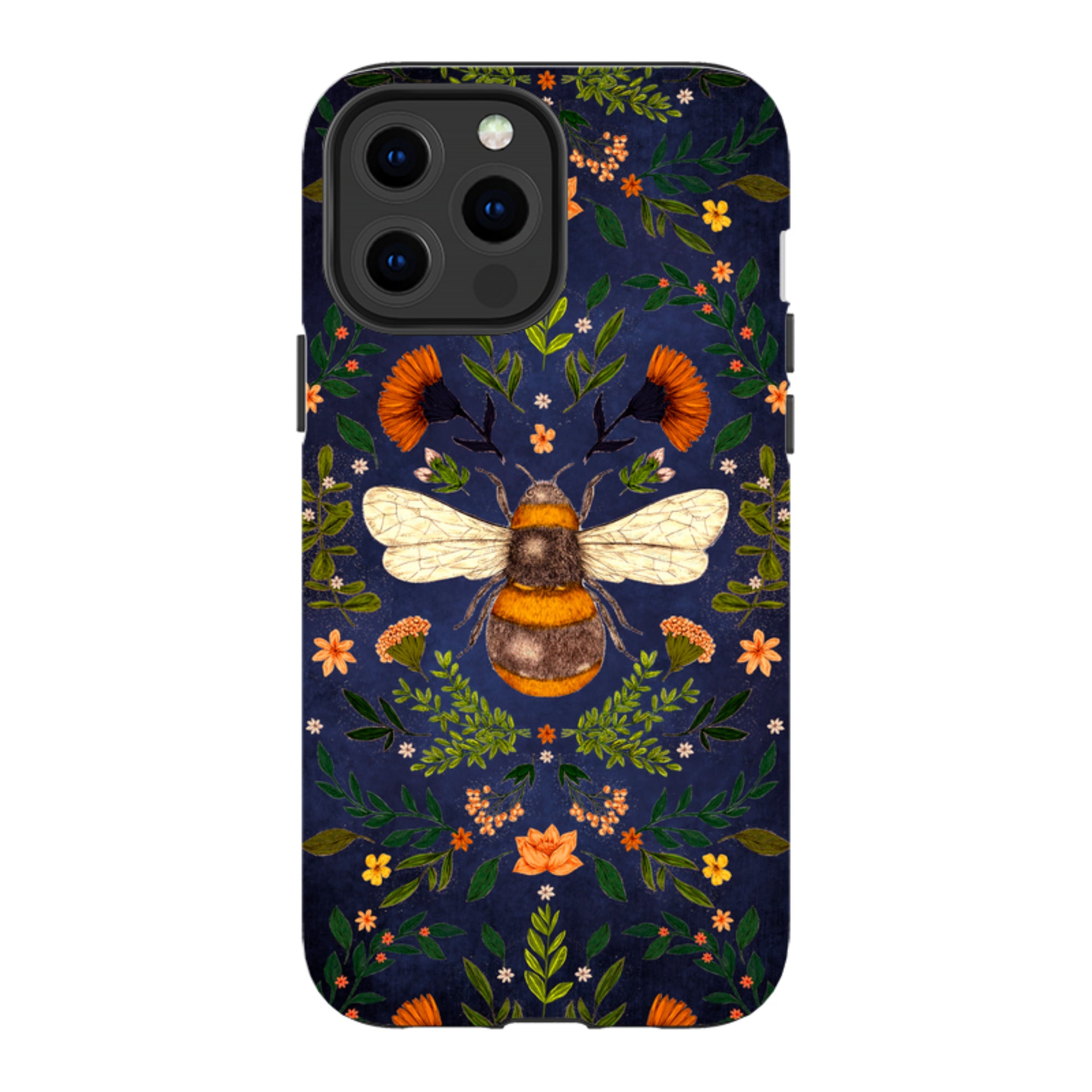 iPhone Tough Case - Botanical Bee Blue By Jade Mosinski