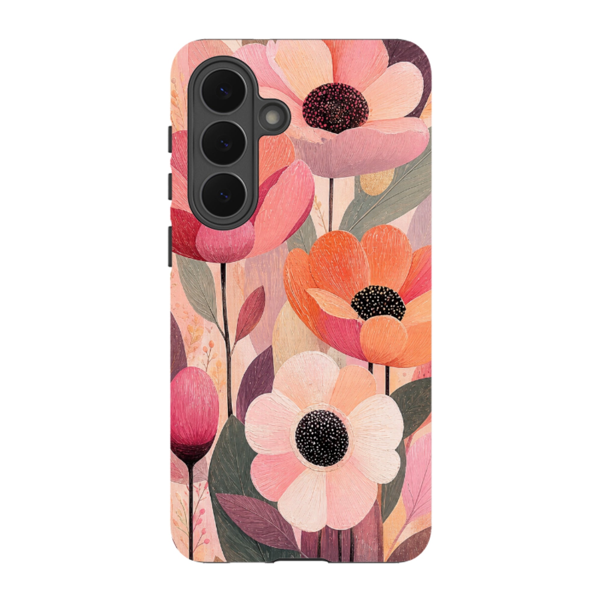 Samsung Tough Case - Peach Woodgrain Floral
