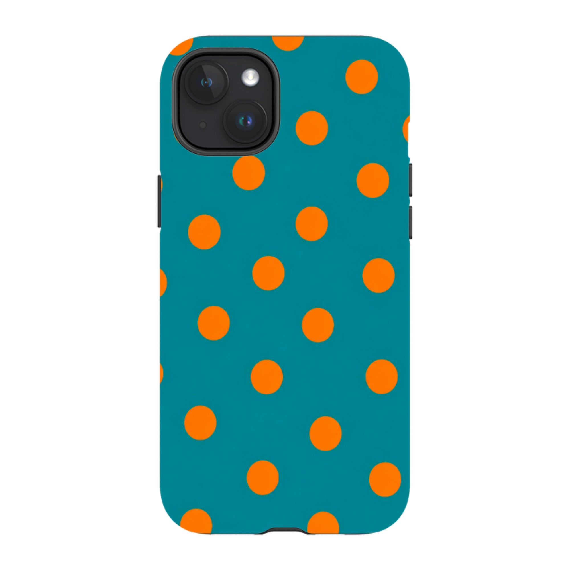 iPhone MagSafe Tough Case - Teal & Orange Polka Dot