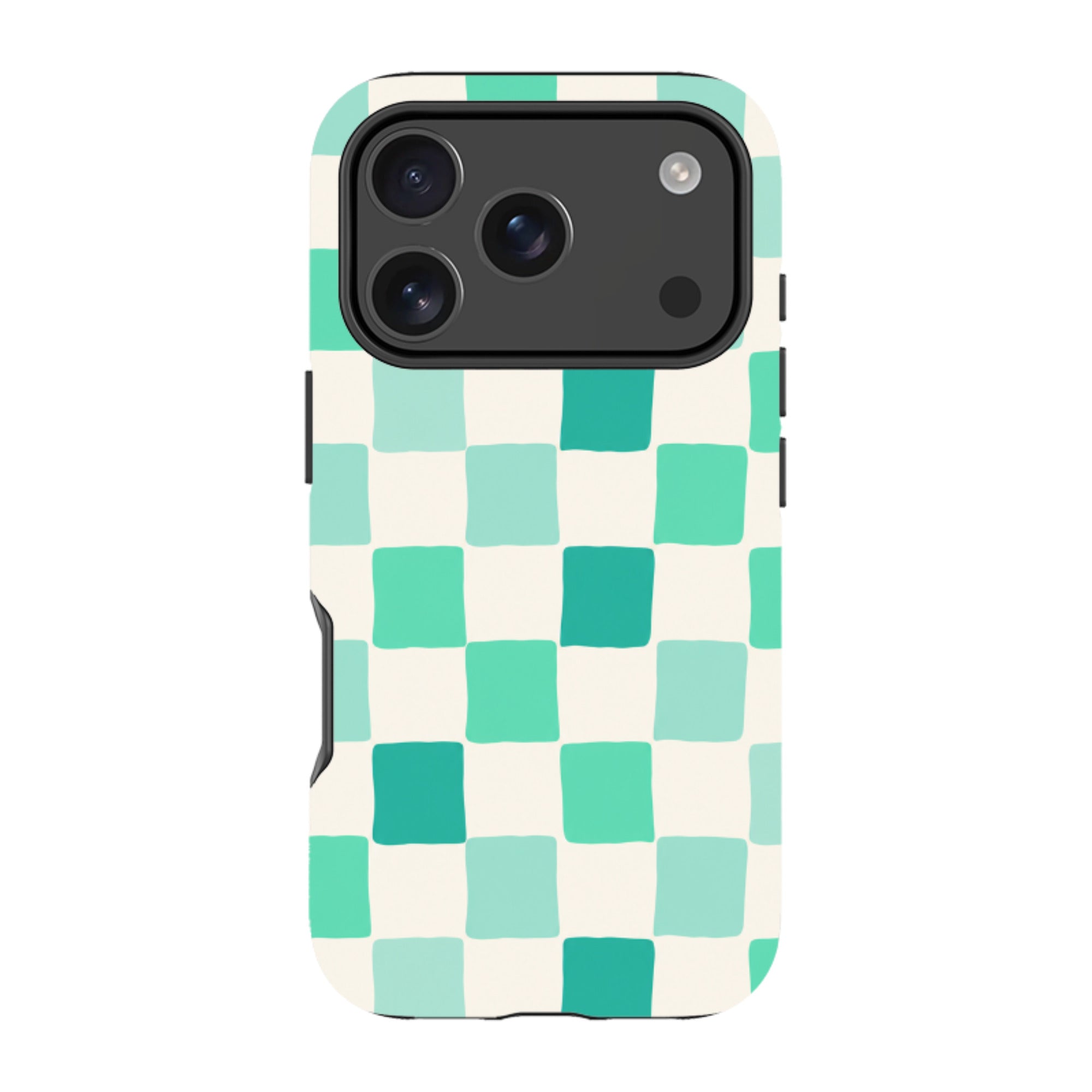 iPhone Tough Case - Mint Green Checkerboard