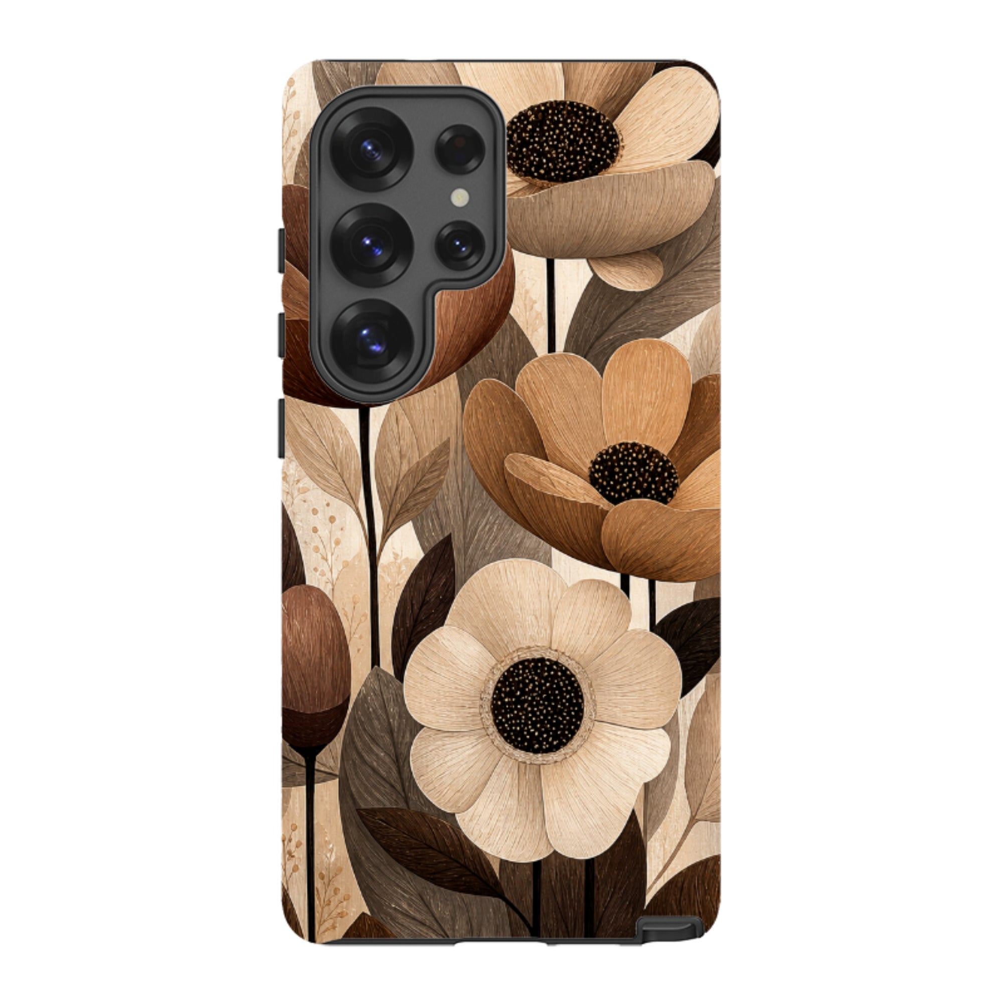 Samsung Tough Case - Chocolate Woodgrain Floral
