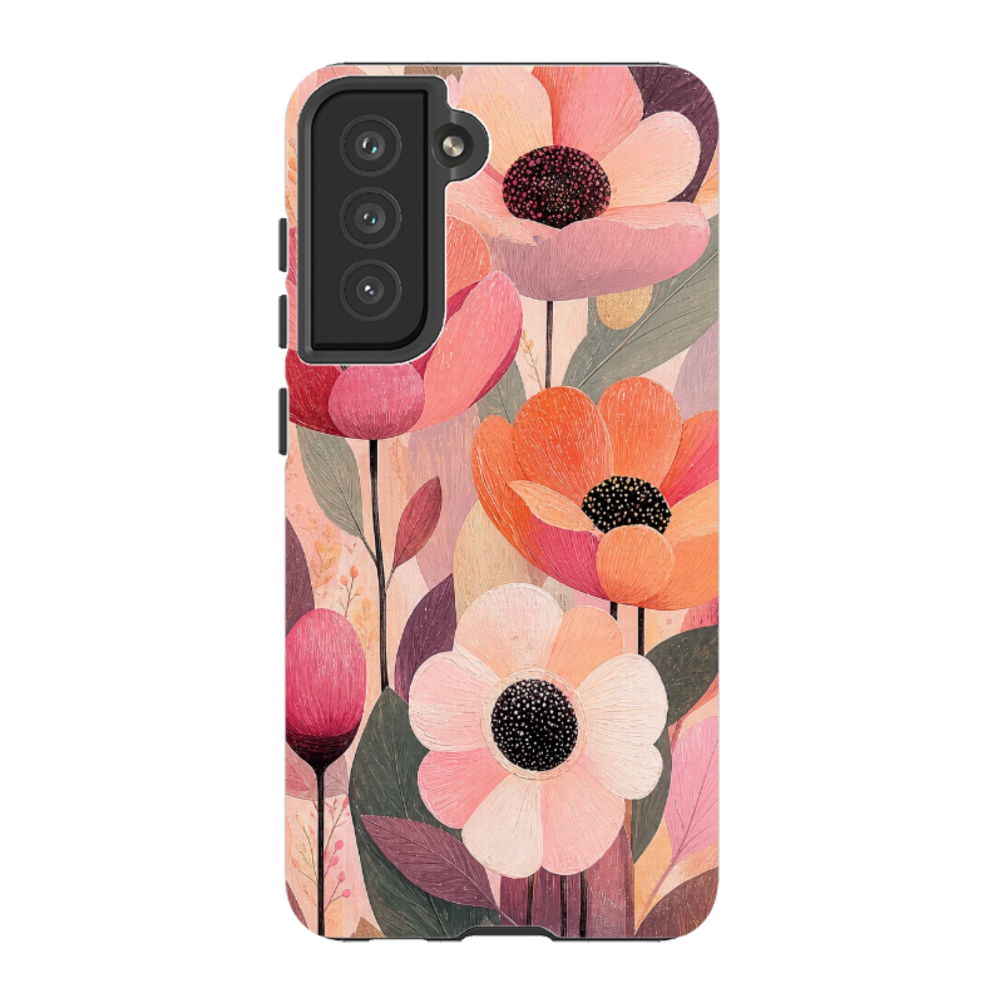 Samsung Tough Case - Peach Woodgrain Floral