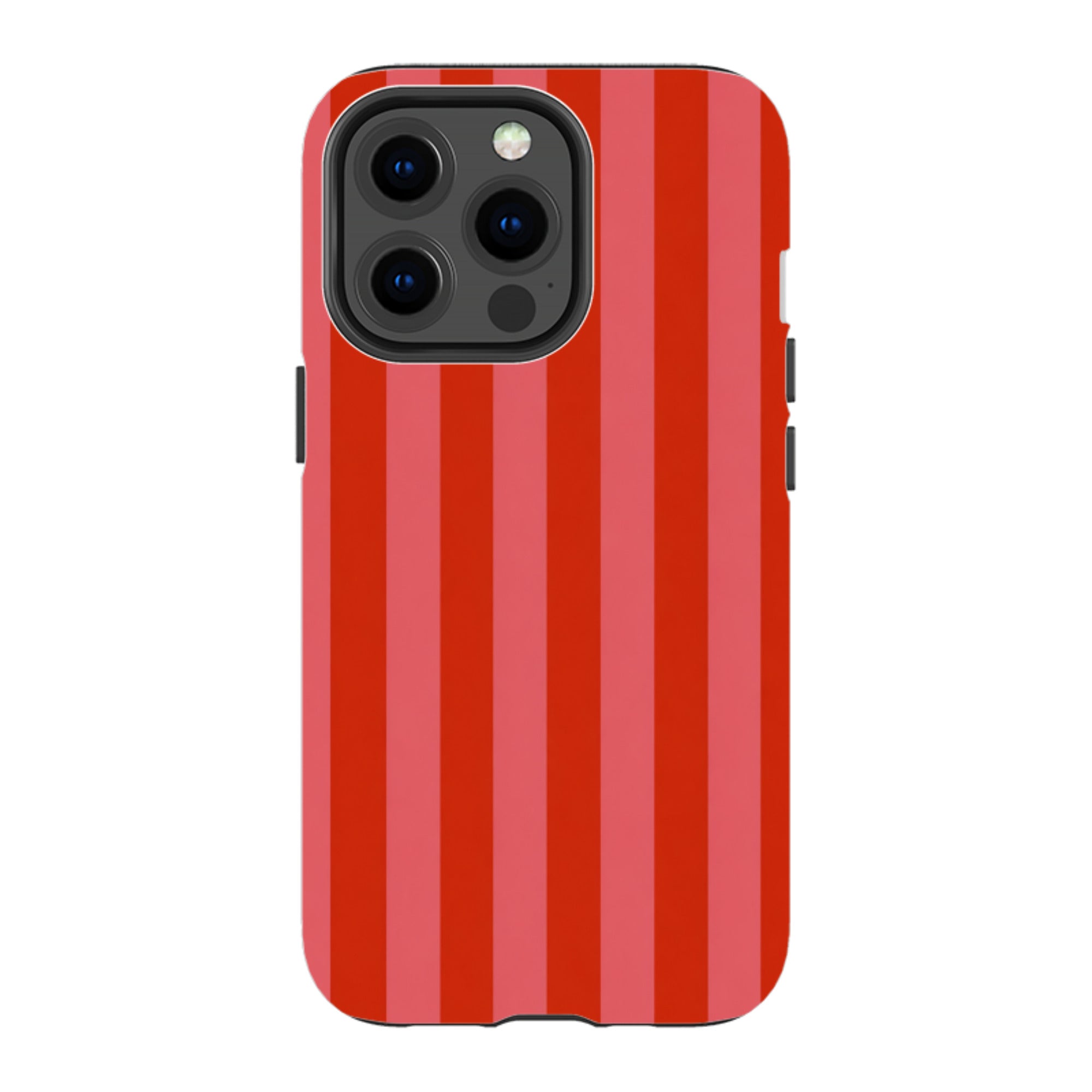 iPhone Tough Case - Cherry Red & Pink Stripe