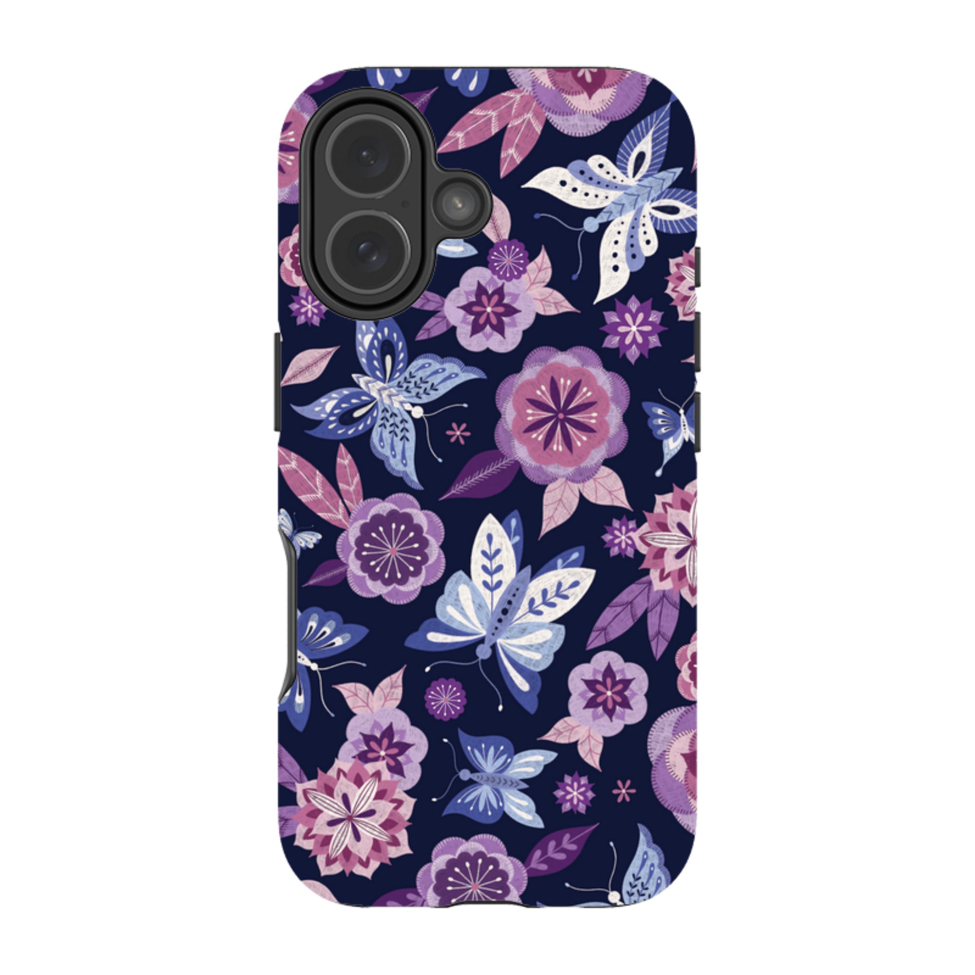 iPhone MagSafe Tough Case -  Butterfly Blooms Navy By Jenny Zemanek