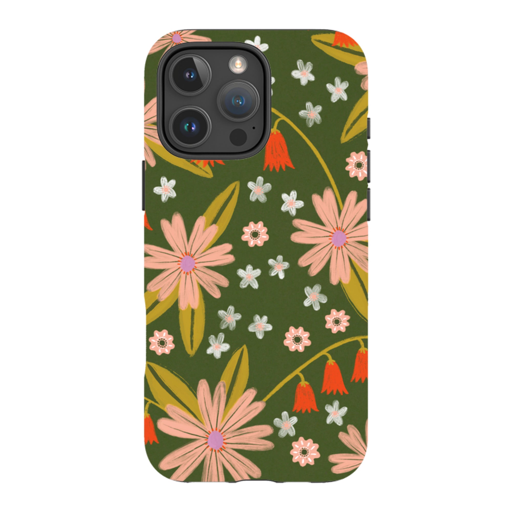 iPhone Tough Case - Red and Green Floral Pattern By Lee Foster Wilson