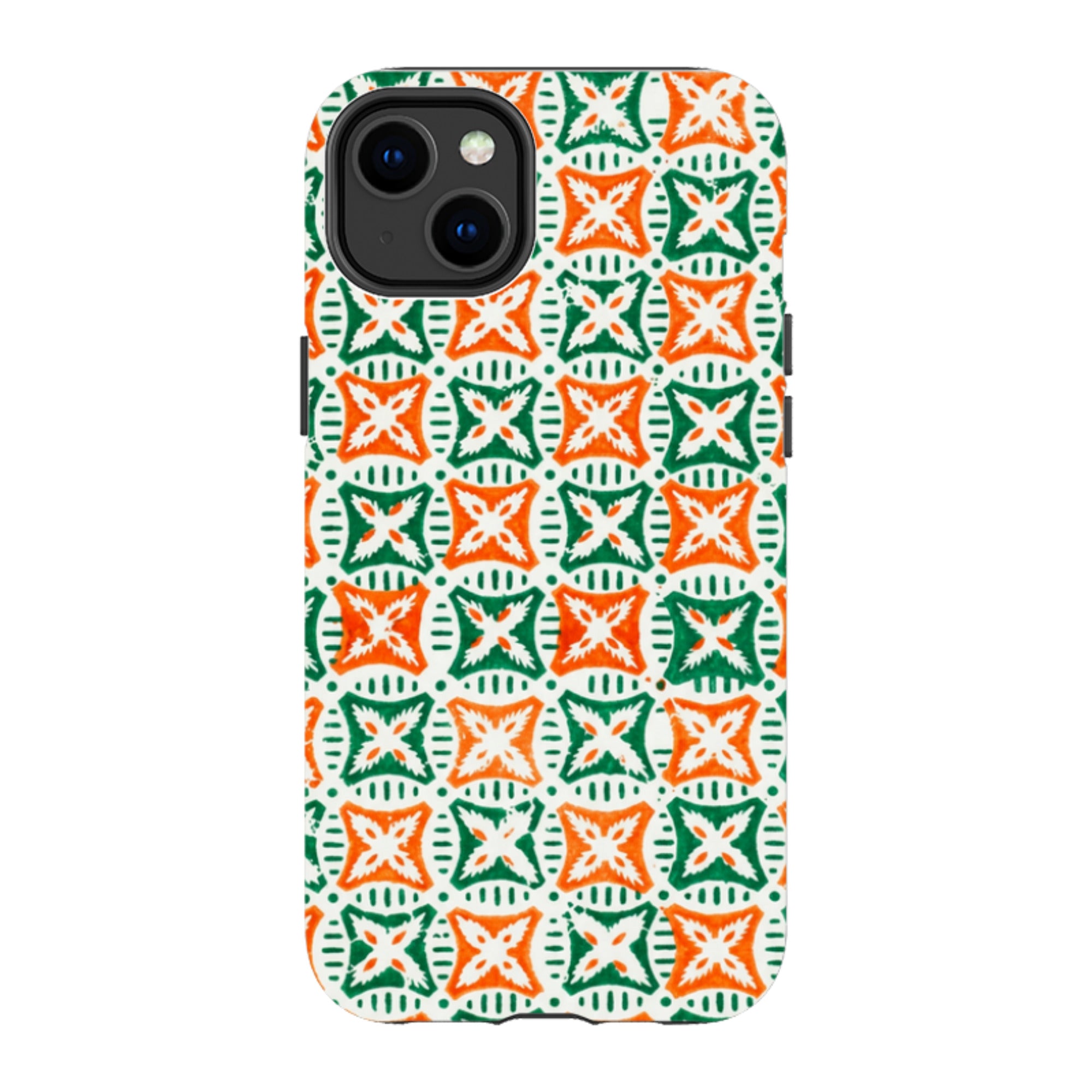 iPhone Tough Case - Orange & Green Tile