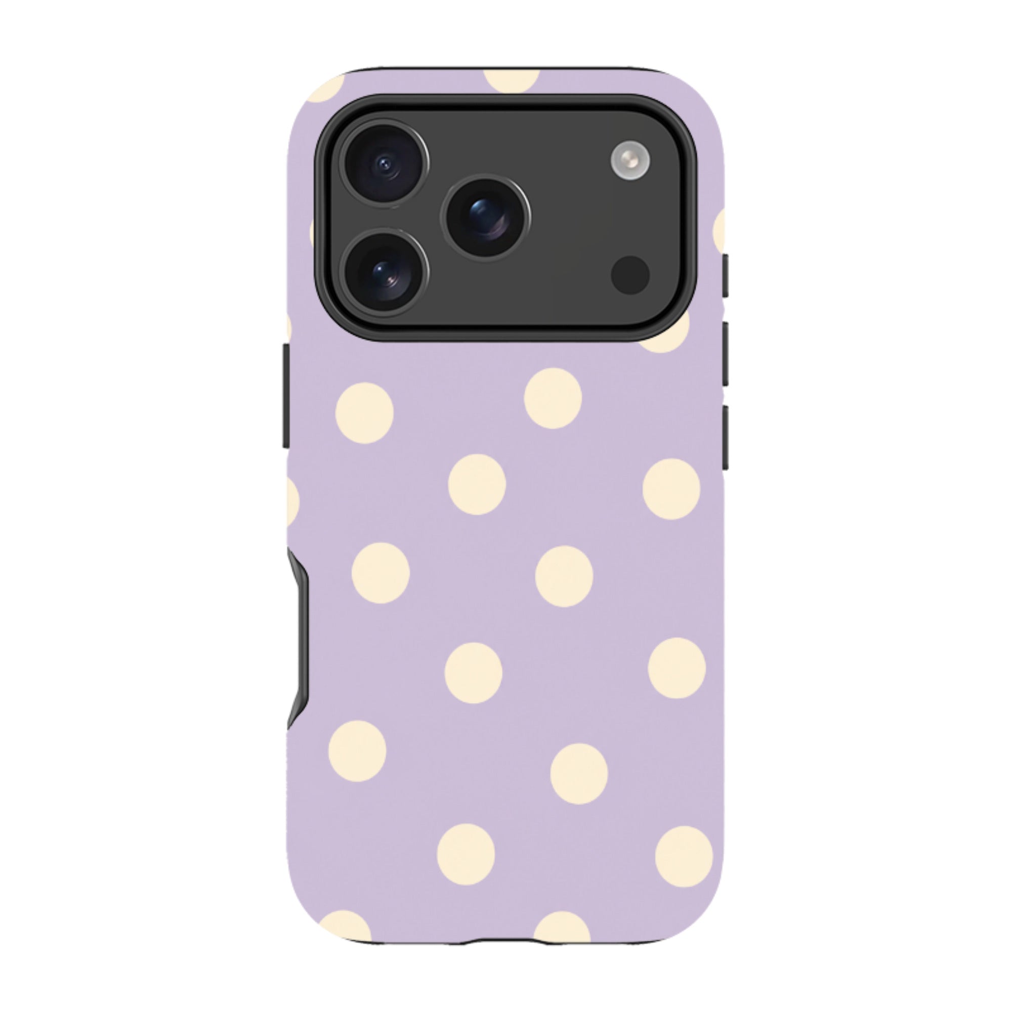 iPhone Tough Case - Pastel Purple & Cream Polka Dot