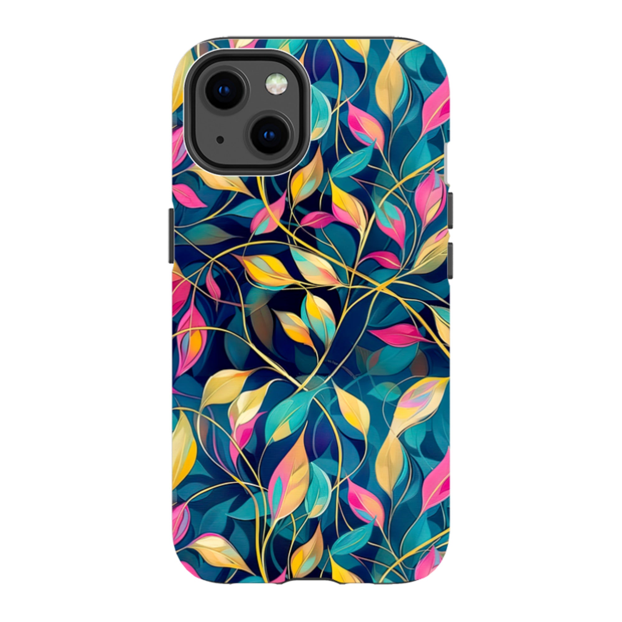 iPhone Case - Pink and Teal Leaves