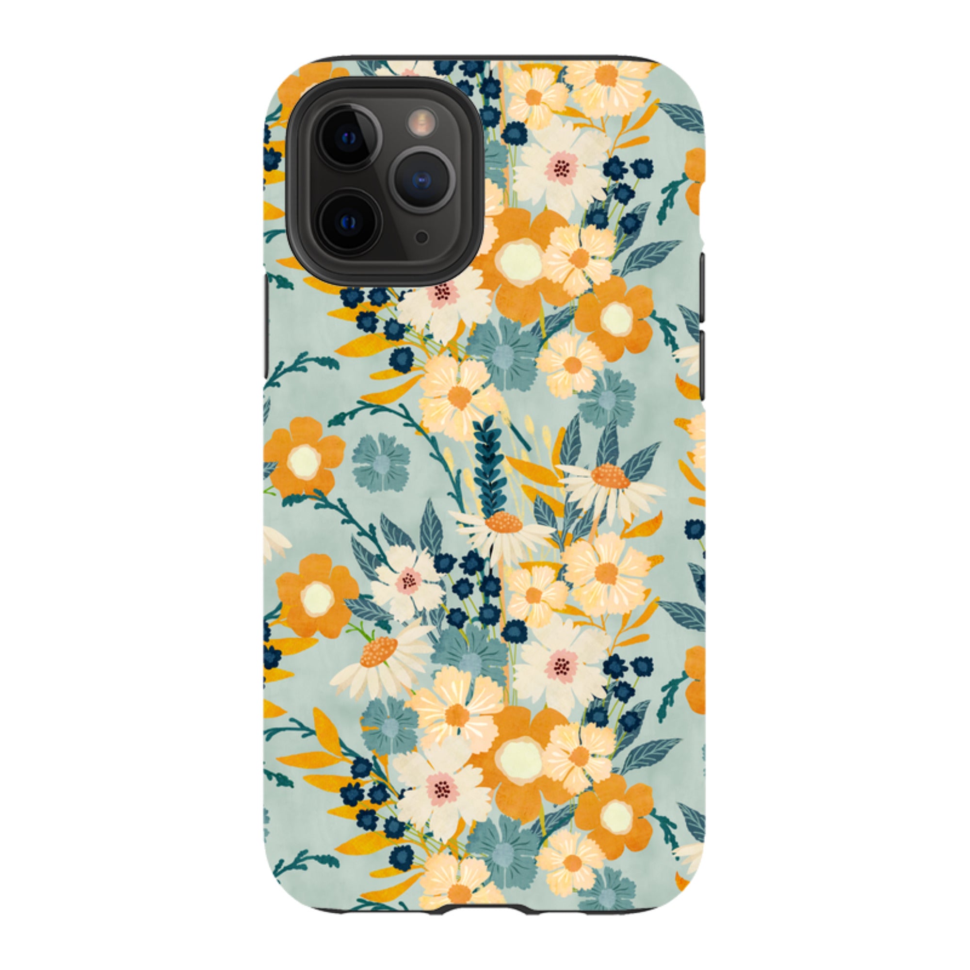iPhone Tough Case - Yellow And Blue Floral By Katherine Quinn