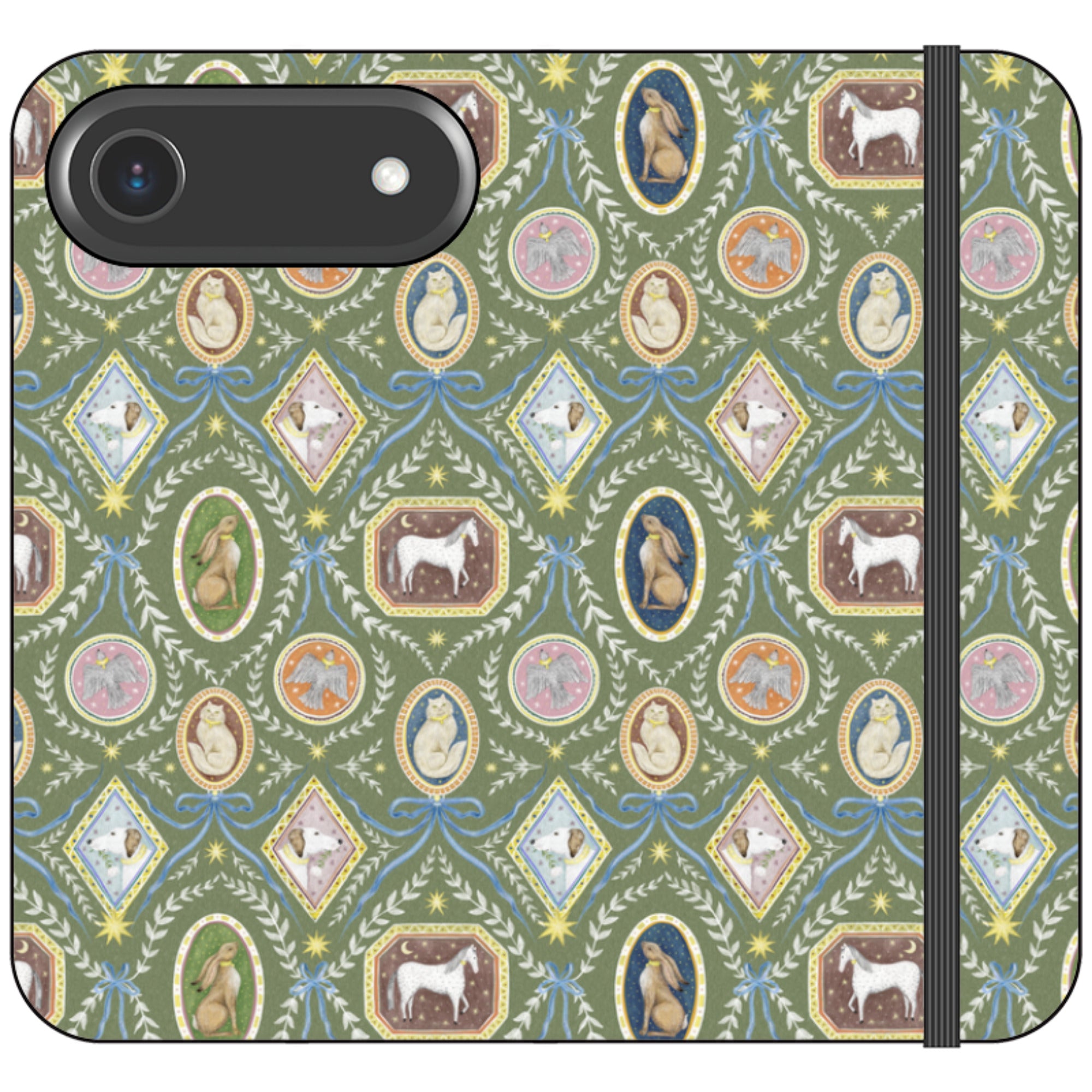 Charleston Moss Green Wallet Case By Catherine Rowe