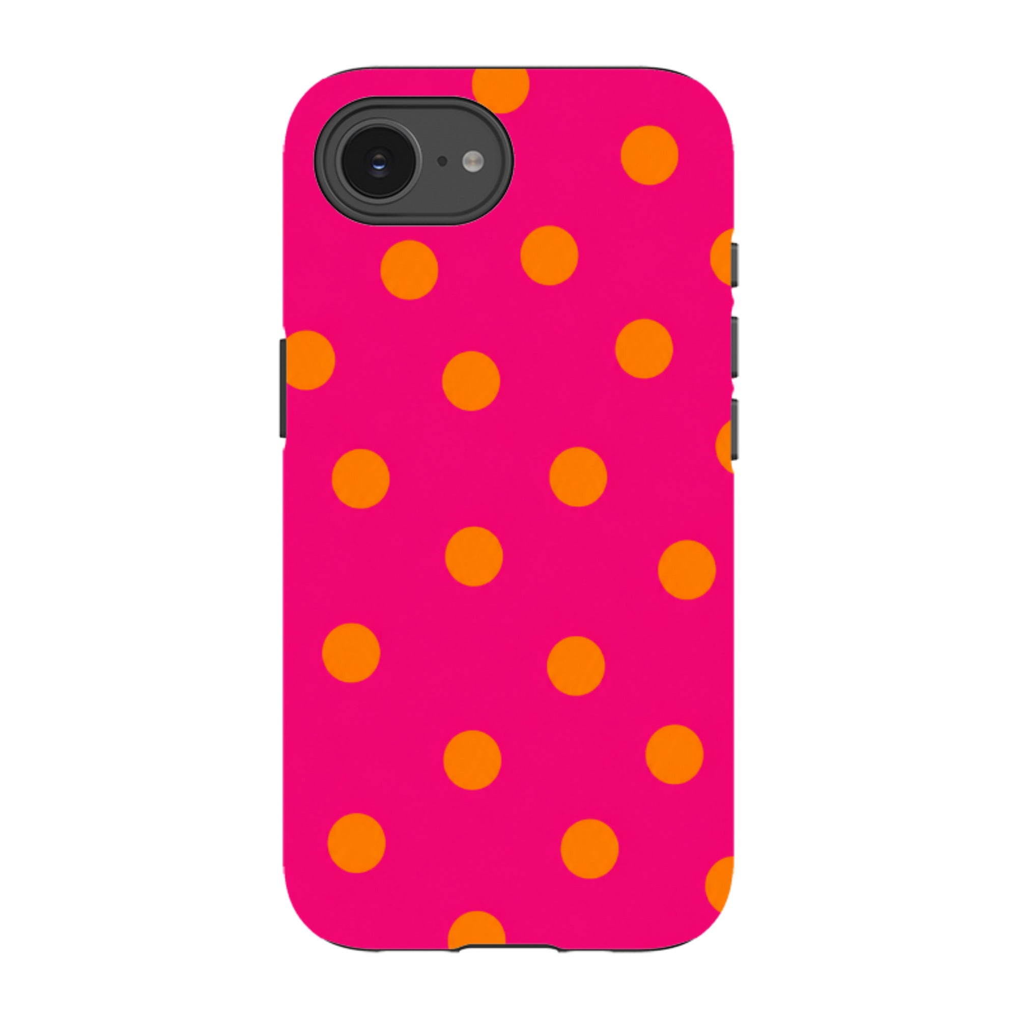 iPhone Tough Case - Hot Pink & Orange Polka Dot