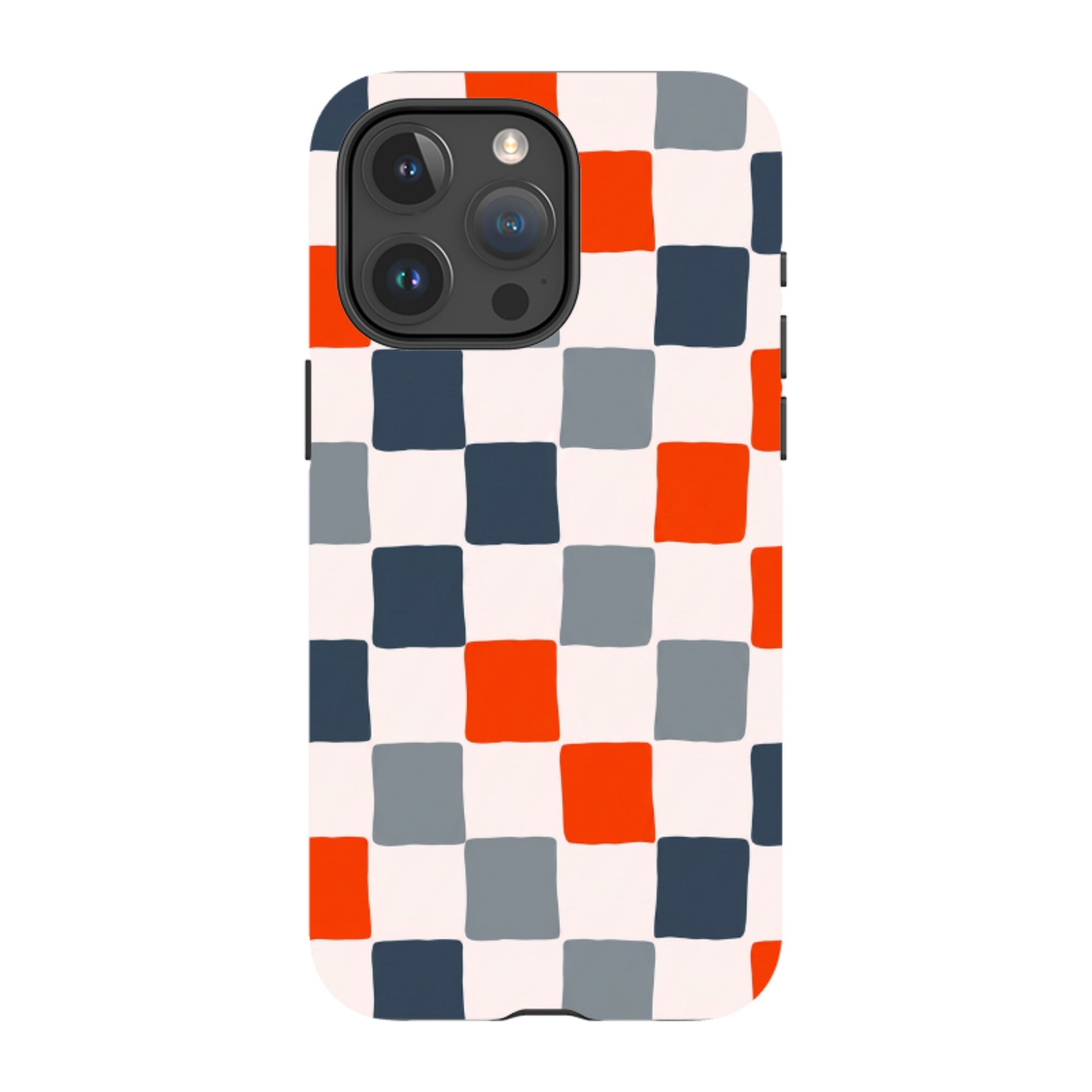 iPhone MagSafe Tough Case - Orange & Navy Checkerboard