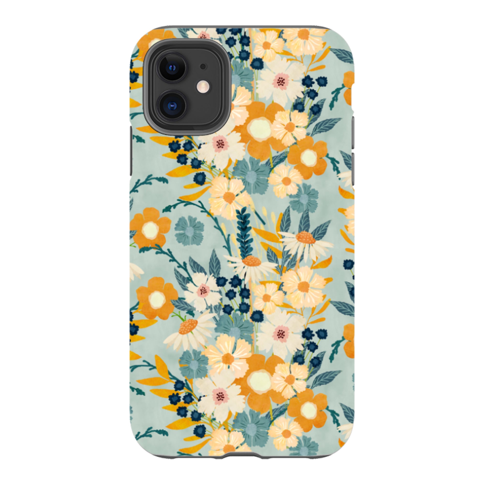 iPhone Tough Case - Yellow And Blue Floral By Katherine Quinn