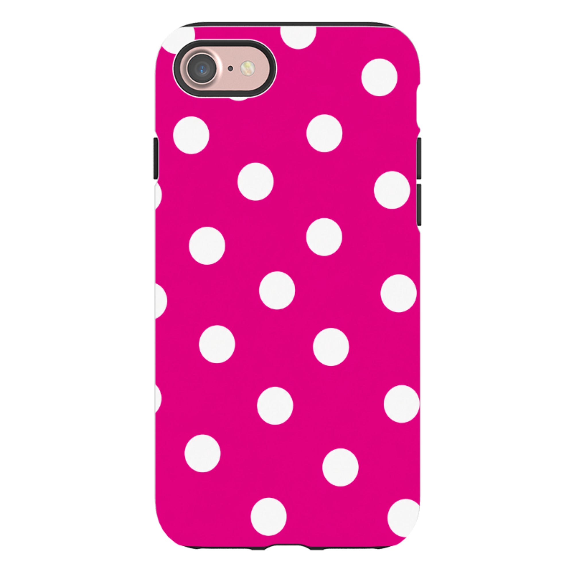 iPhone Tough Case - Hot Pink & White Polka Dot