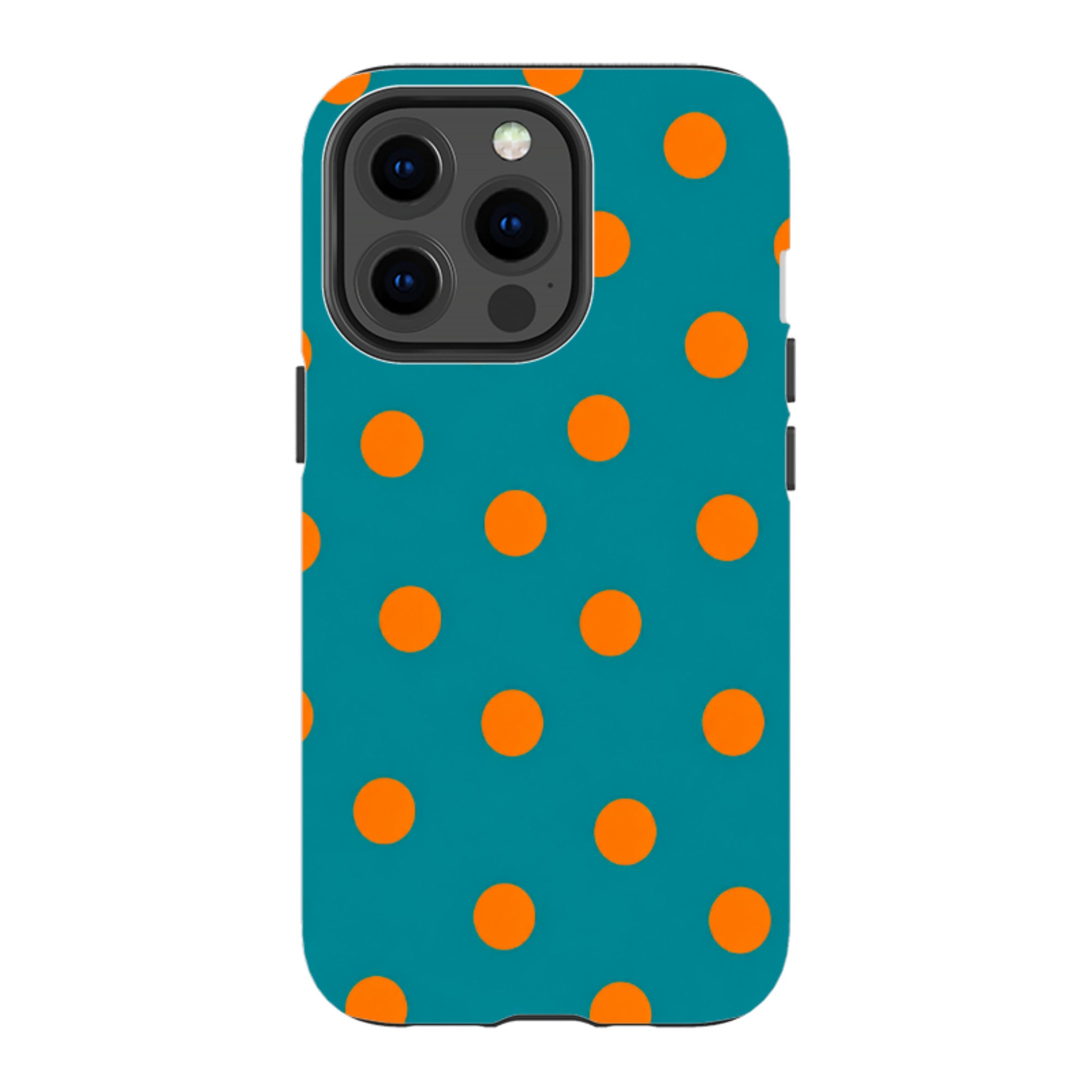 iPhone Tough Case - Teal & Orange Polka Dot