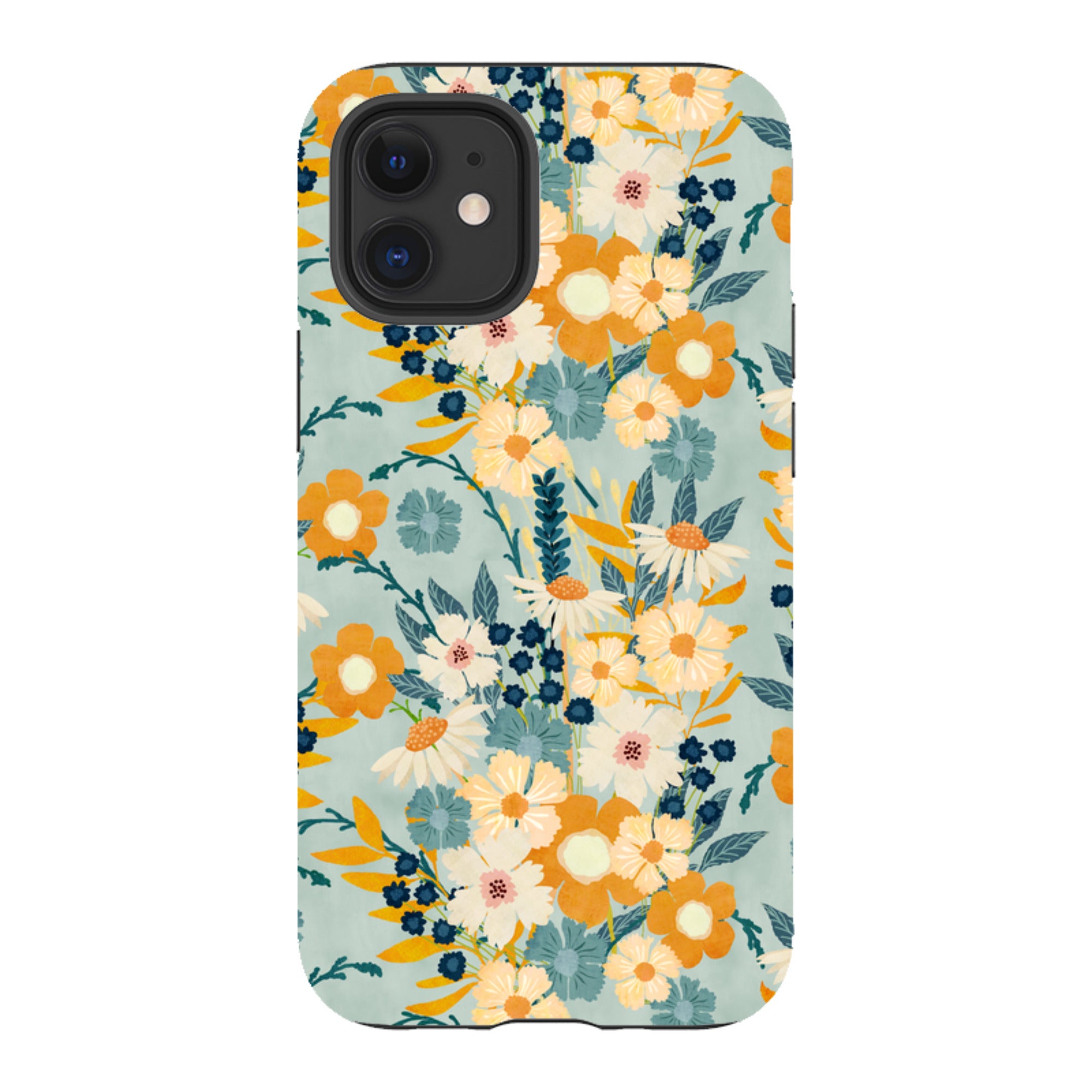 iPhone Tough Case - Yellow And Blue Floral By Katherine Quinn