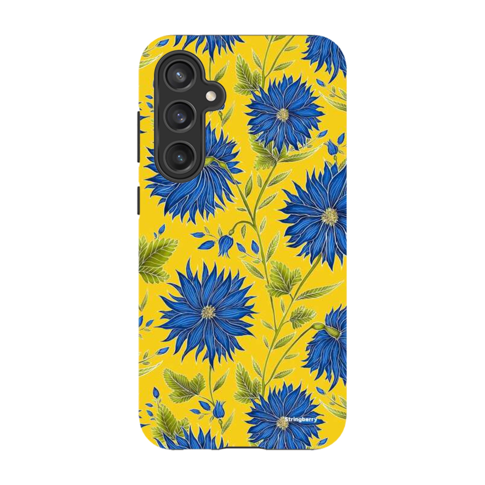 Samsung Tough Case - Blue Flowers Yellow By Catherine Rowe