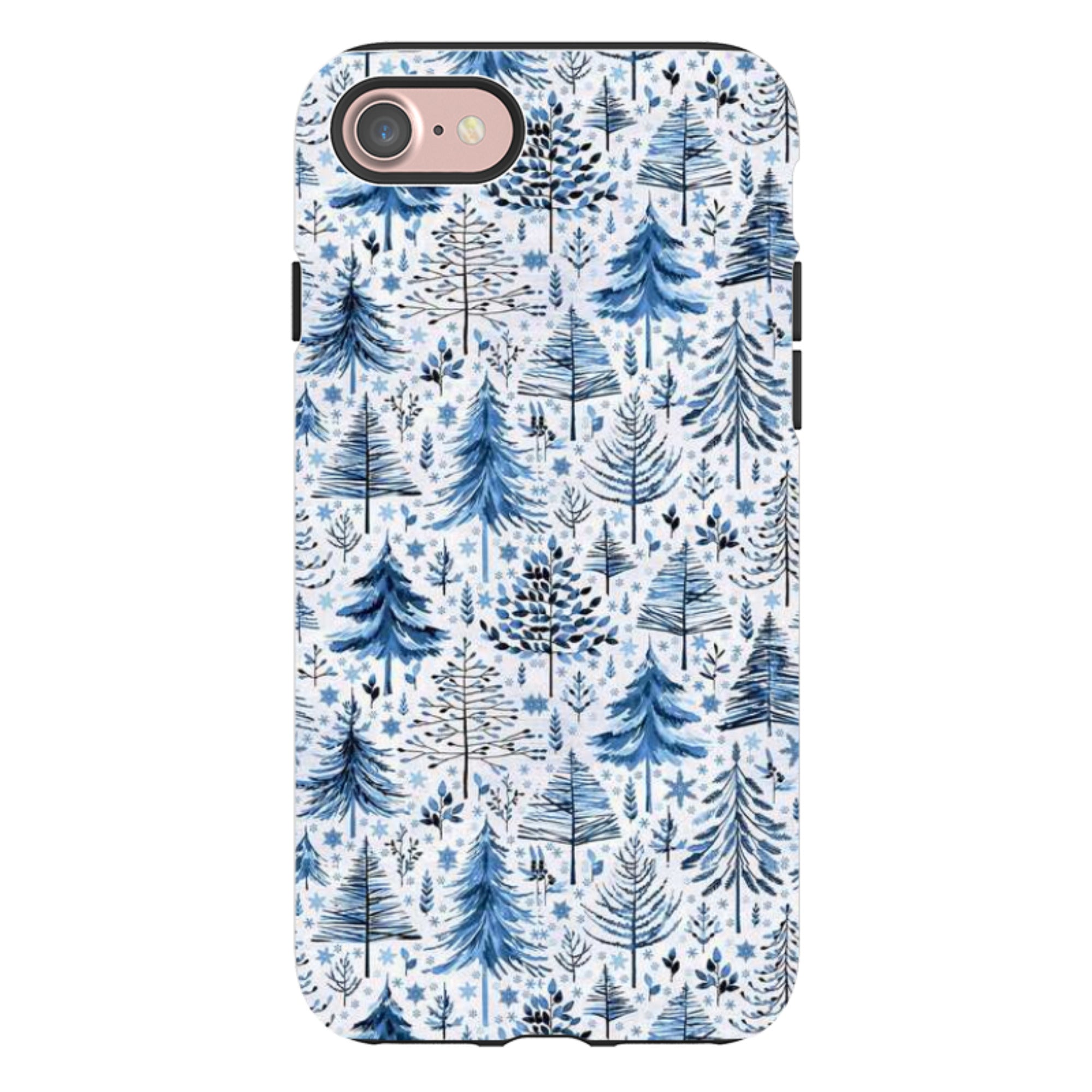 iPhone Tough Case - Blue Xmas Trees By Elisabeth Haager