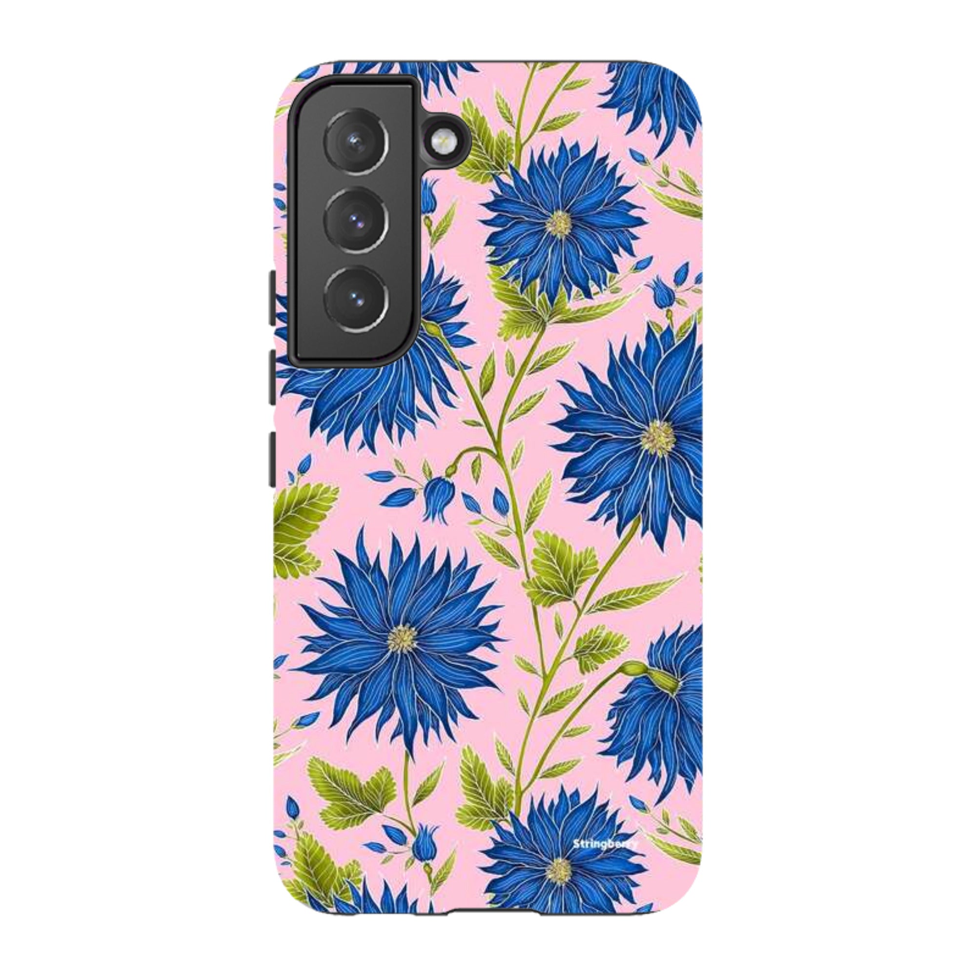 Samsung Tough Case - Blue Flowers Pink By Catherine Rowe