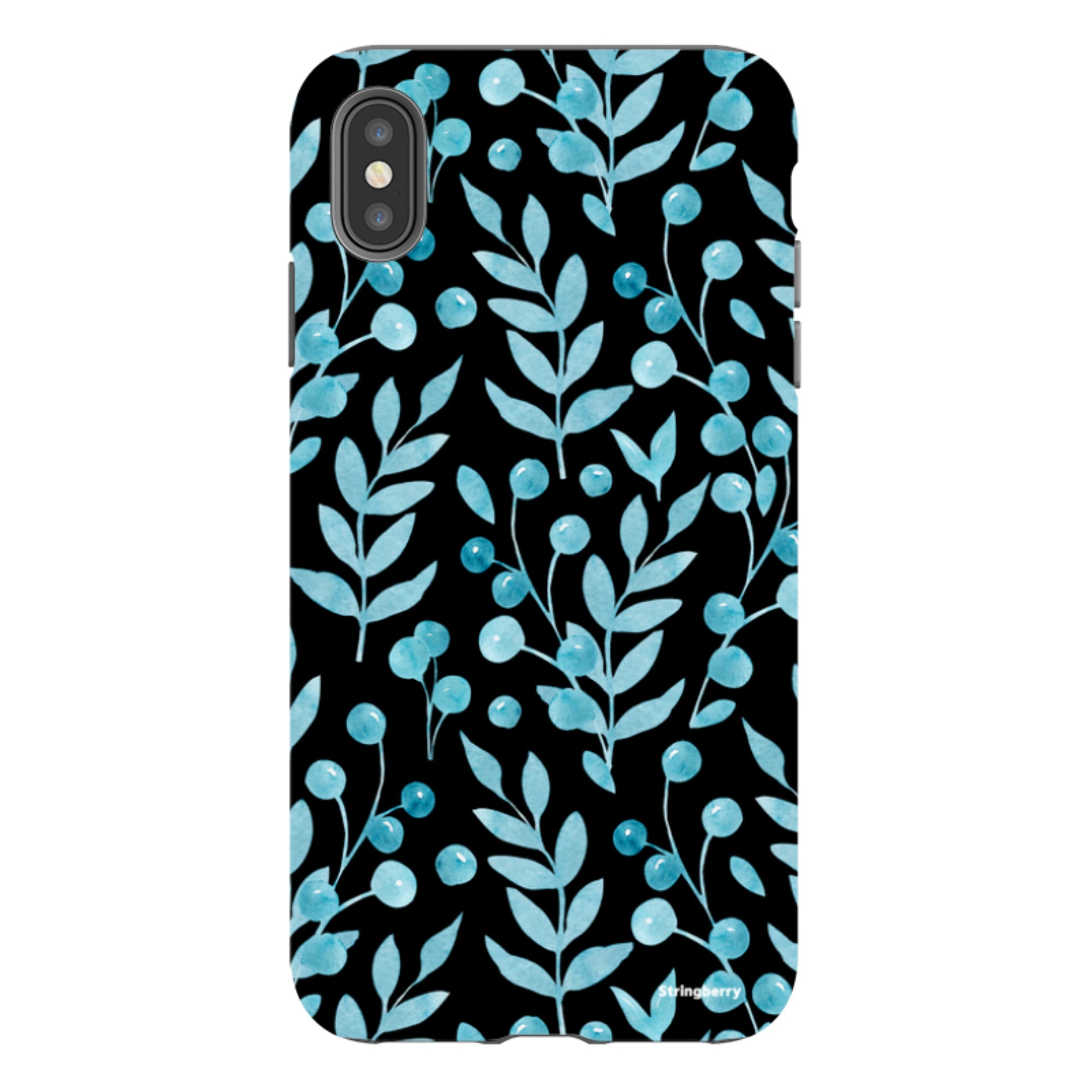 iPhone Tough Case - Blue Xmas Florals