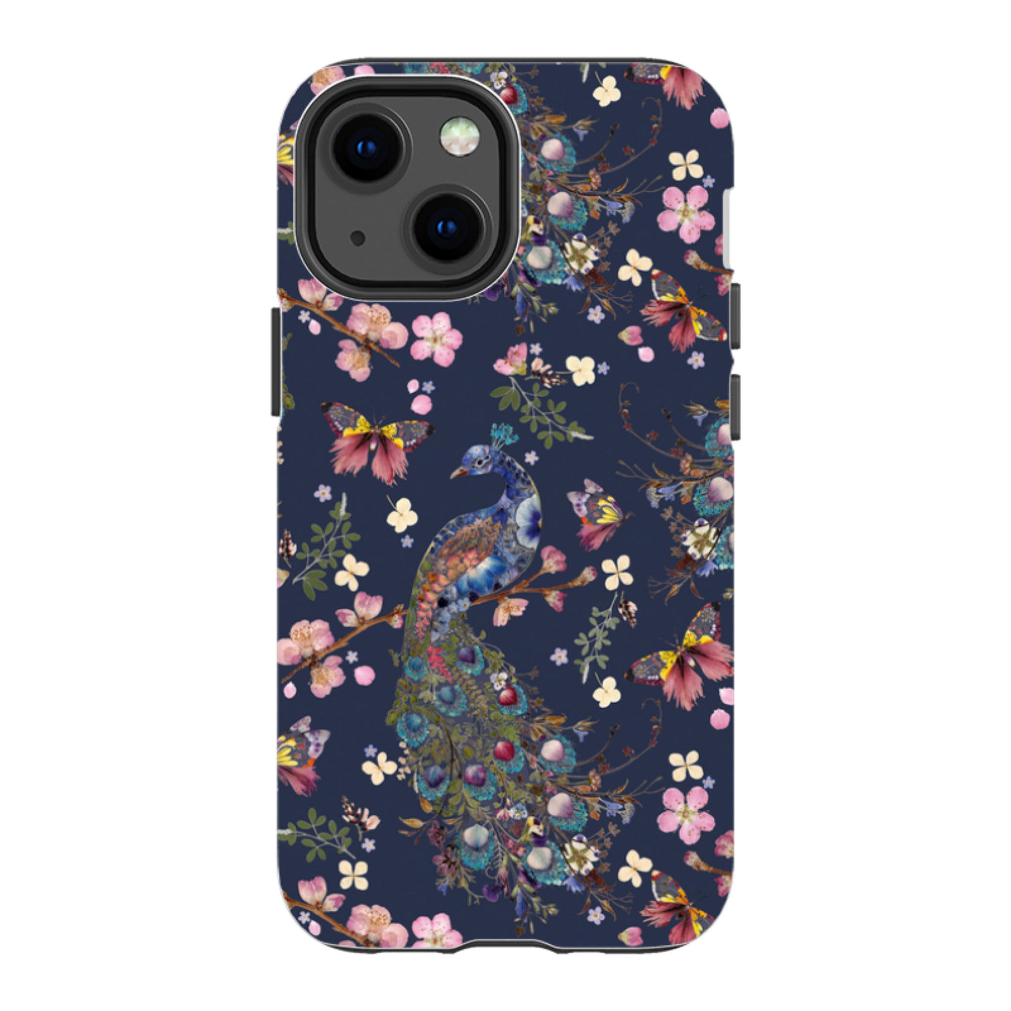iPhone Tough Case - Peacock and Cherry Blossoms Iris By Helen Ahpornsiri