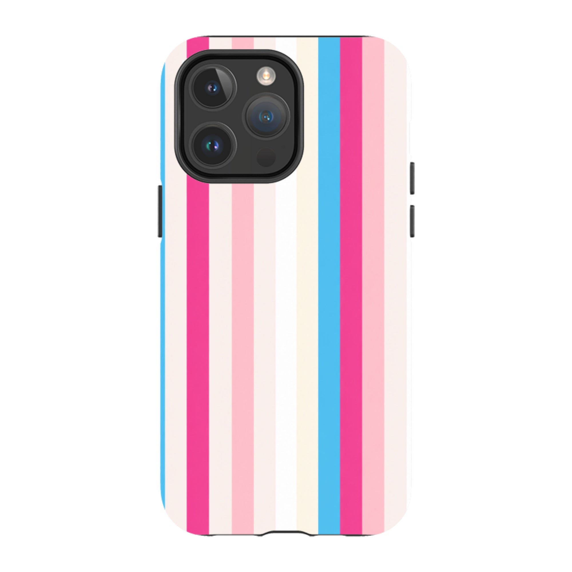 iPhone MagSafe Tough Case - Pink, Blue & Cream Stripe