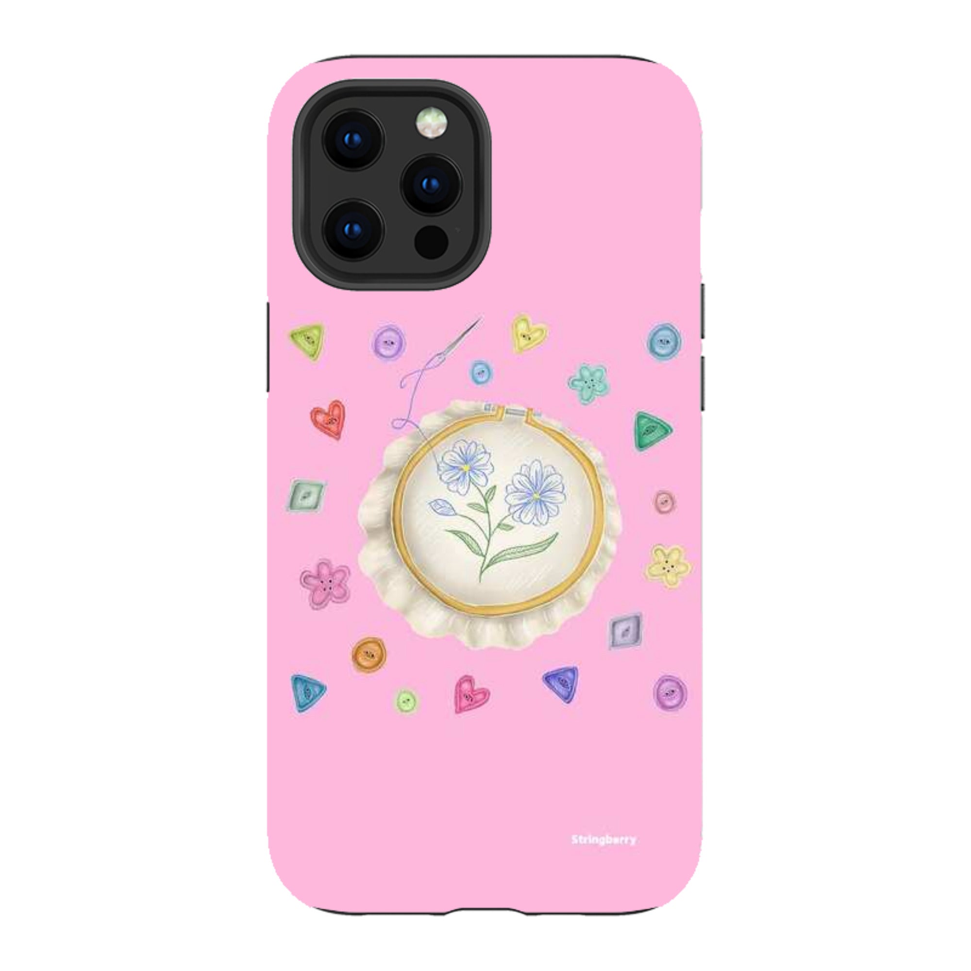 iPhone Tough Case - Flower Buttons Needlework By Catherine Rowe