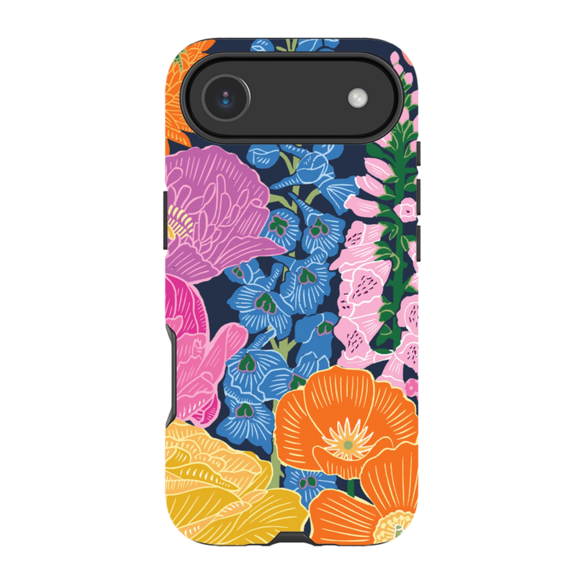 iPhone Tough Case - Flower Garden Navy By kate Heiss
