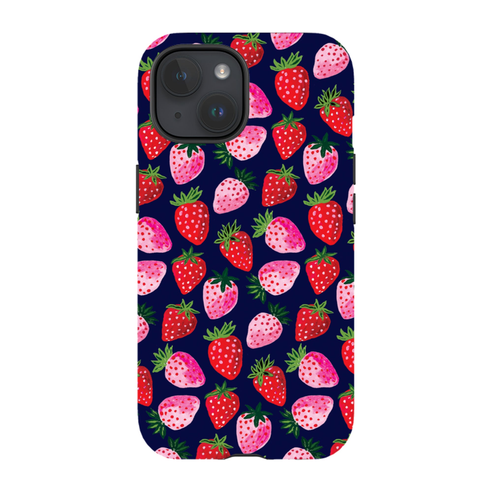 iPhone Tough Case - Strawberry Scatter Navy By Emma Frances Grant