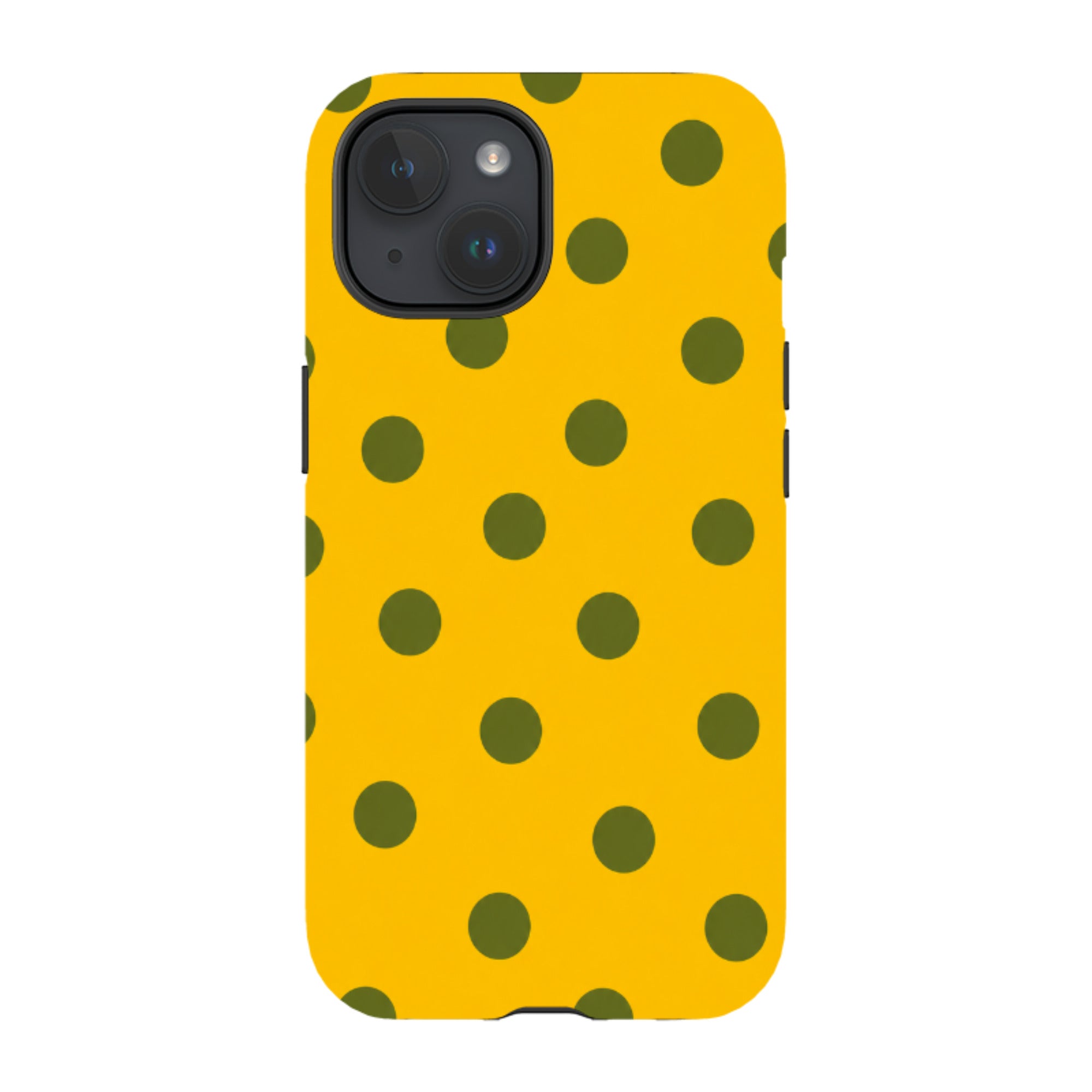 iPhone Tough Case - Mustard Yellow & Olive Green Polka Dot