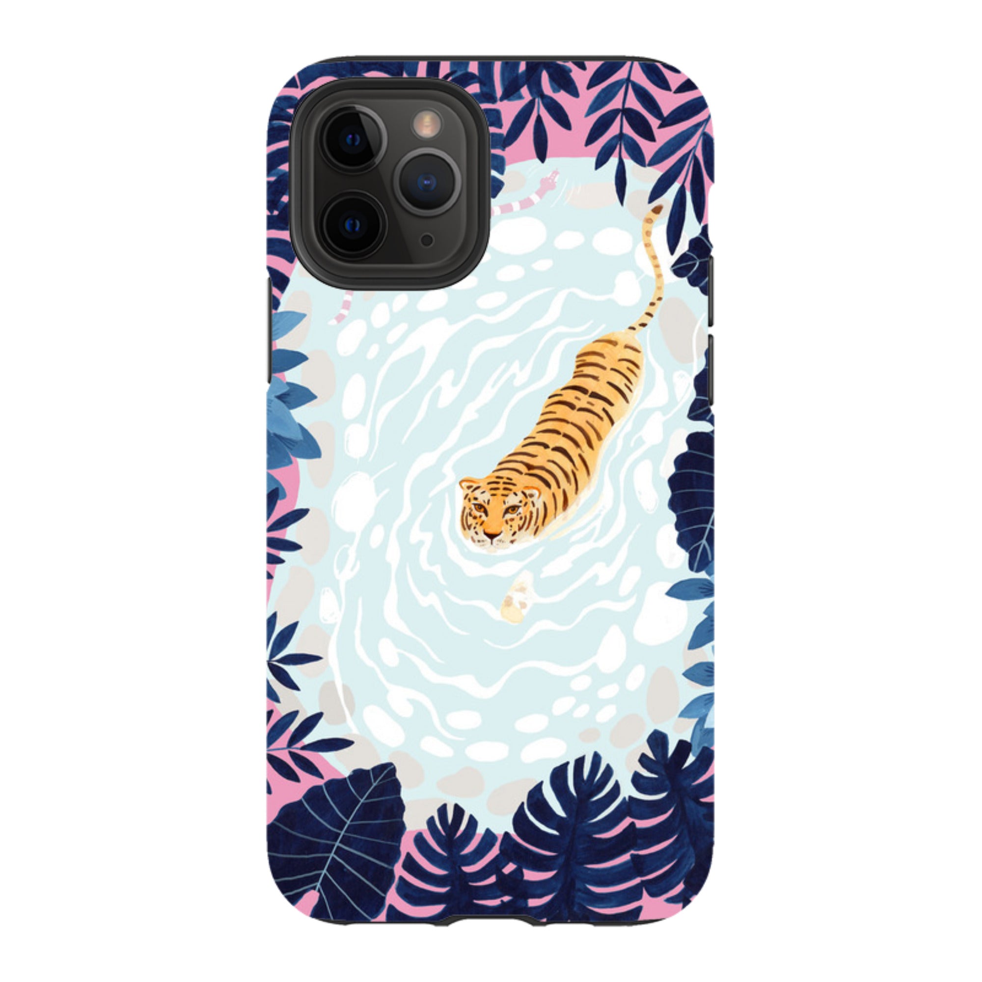 iPhone Tough Case - Swimming Tiger By Bex Parkin