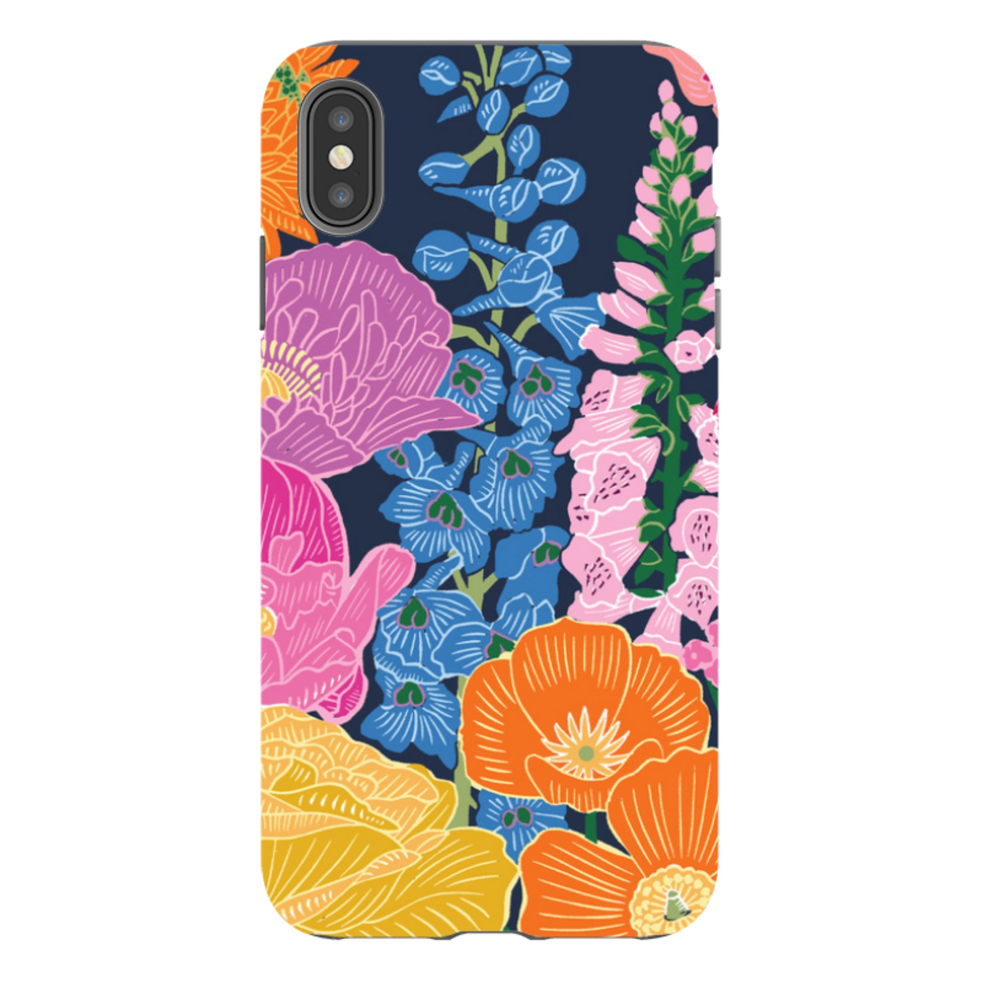 iPhone Tough Case - Flower Garden Navy By kate Heiss