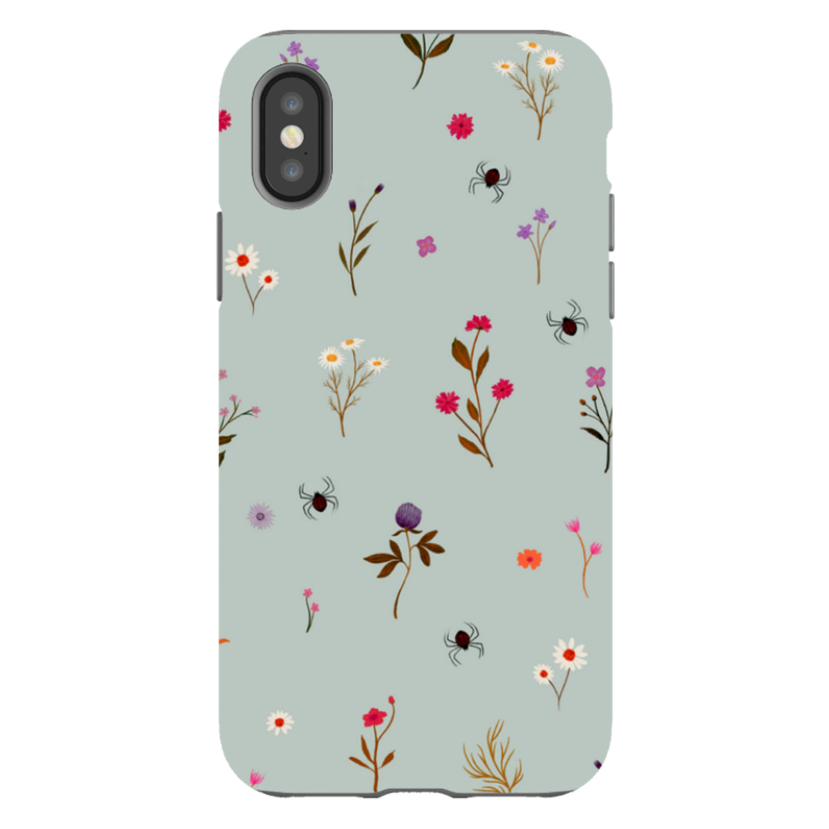 iPhone Tough Case - Florals and Spiders - Dusty Gourd By Katherine Quinn