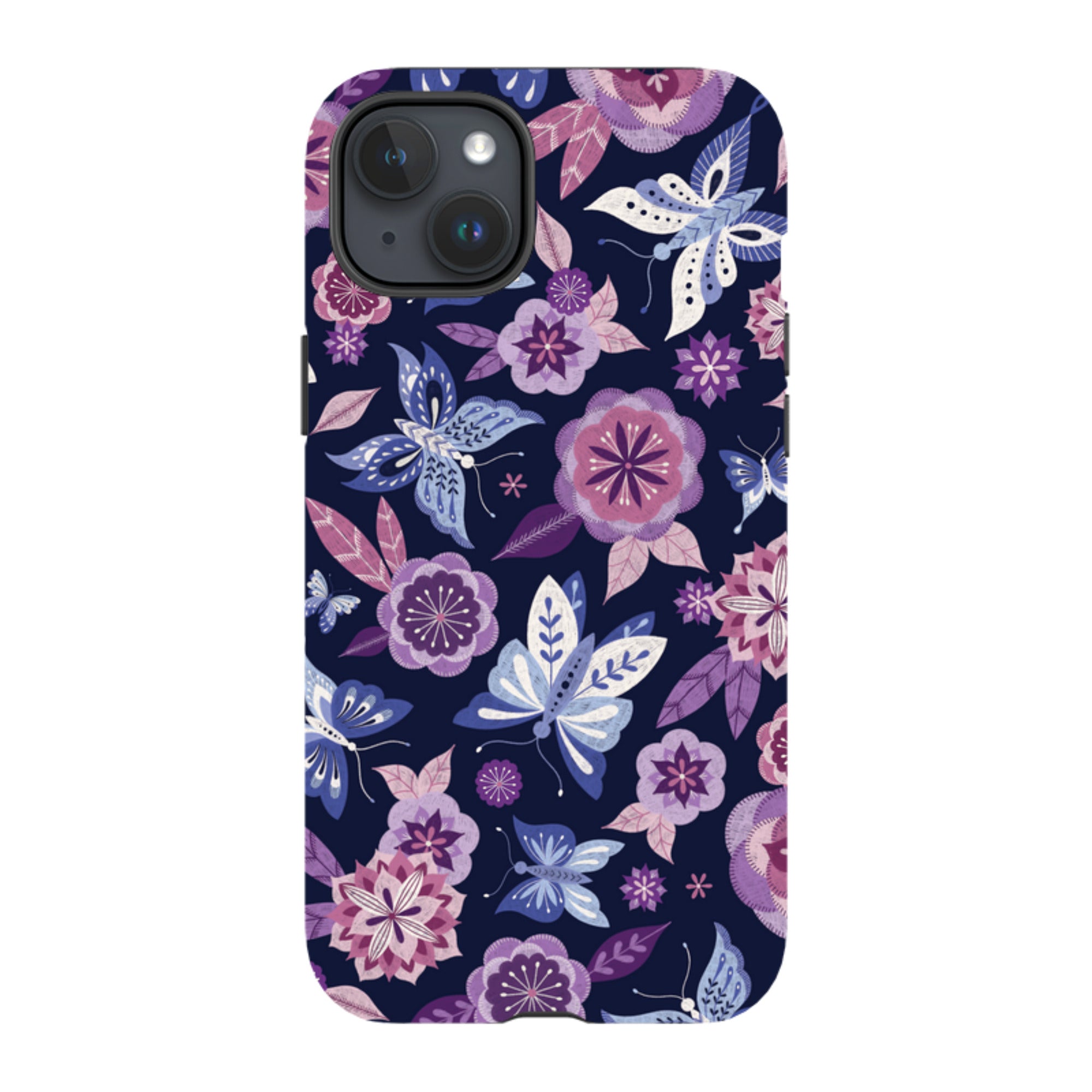 iPhone MagSafe Tough Case -  Butterfly Blooms Navy By Jenny Zemanek