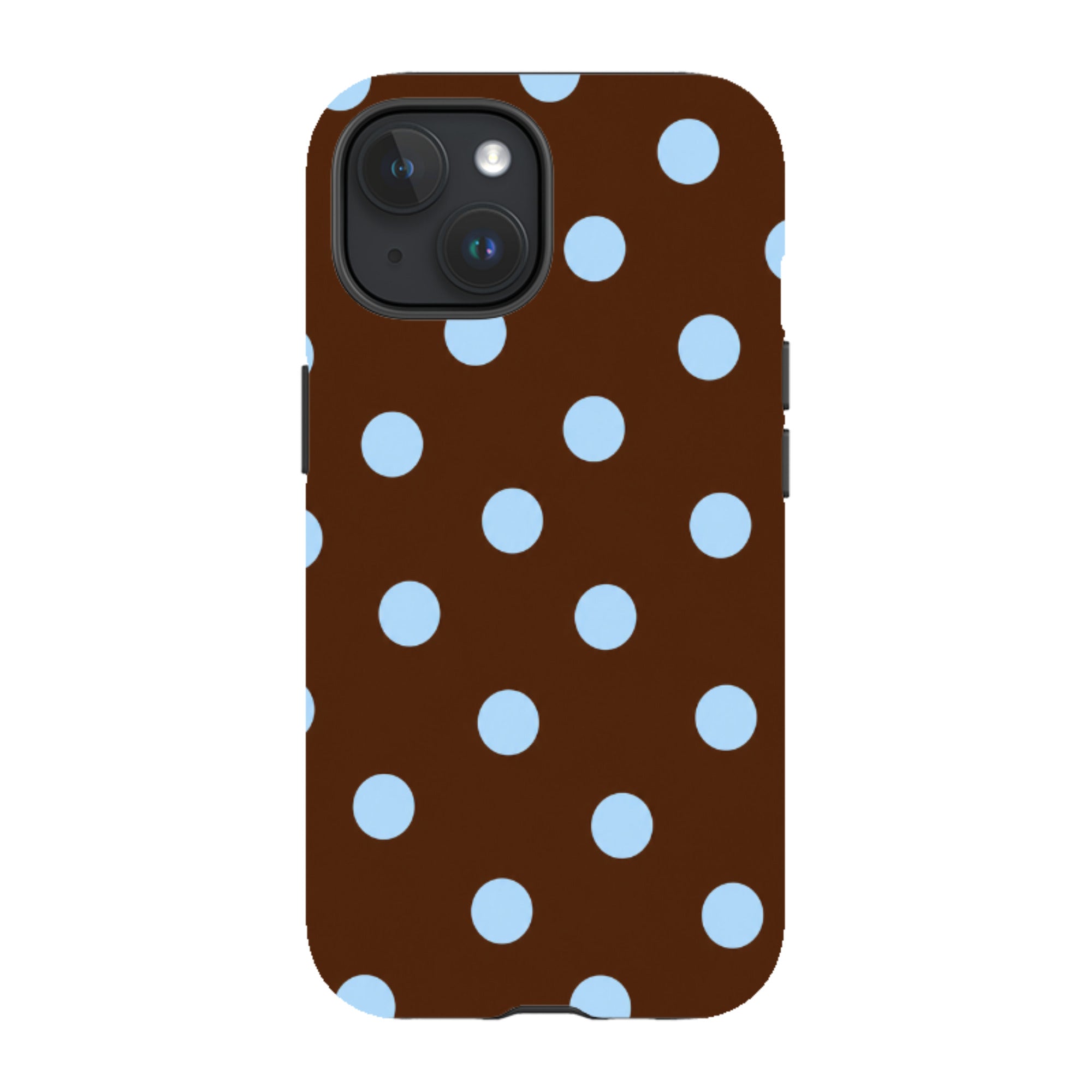 iPhone MagSafe Tough Case - Chocolate Brown & Baby Blue Polka Dot