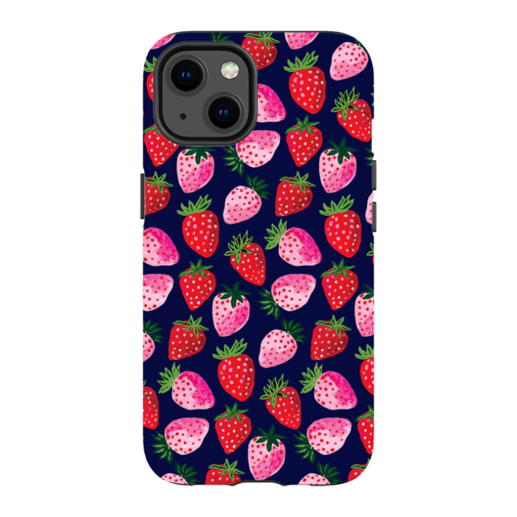 iPhone MagSafe Tough Case - Strawberry Scatter Navy By Emma Frances Grant