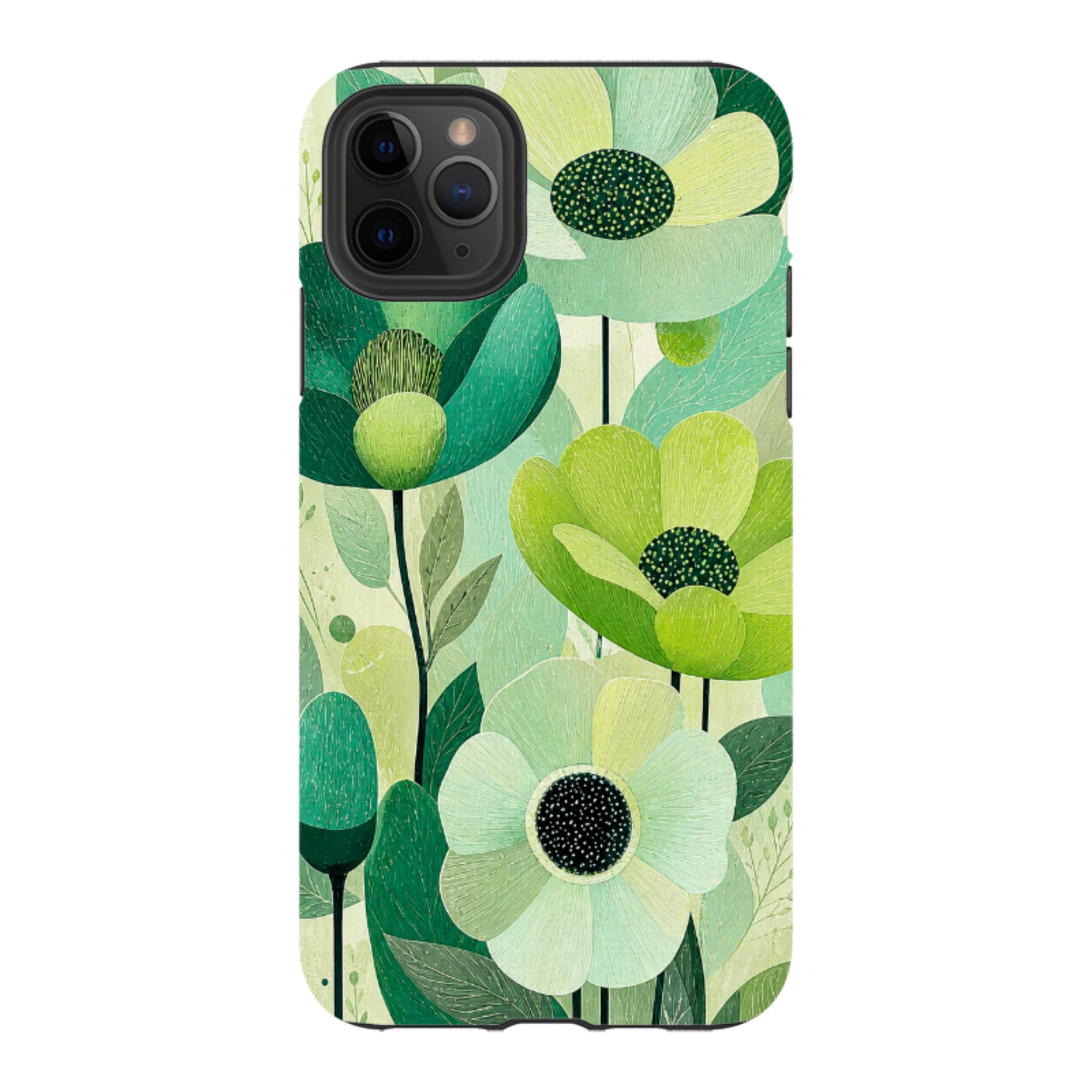 iPhone Tough Case - Mint Woodgrain Floral