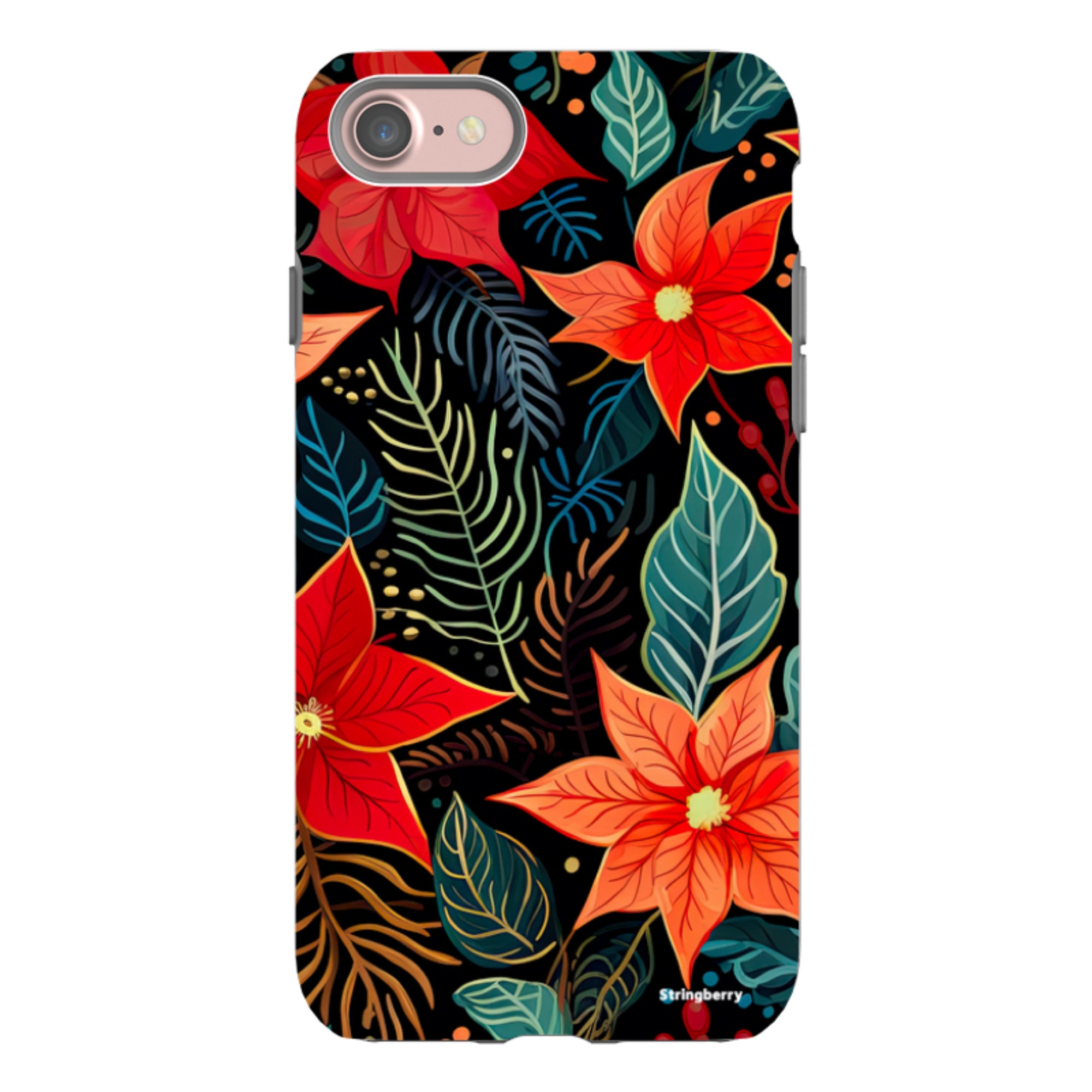 iPhone Tough Case - Red Winter Floral