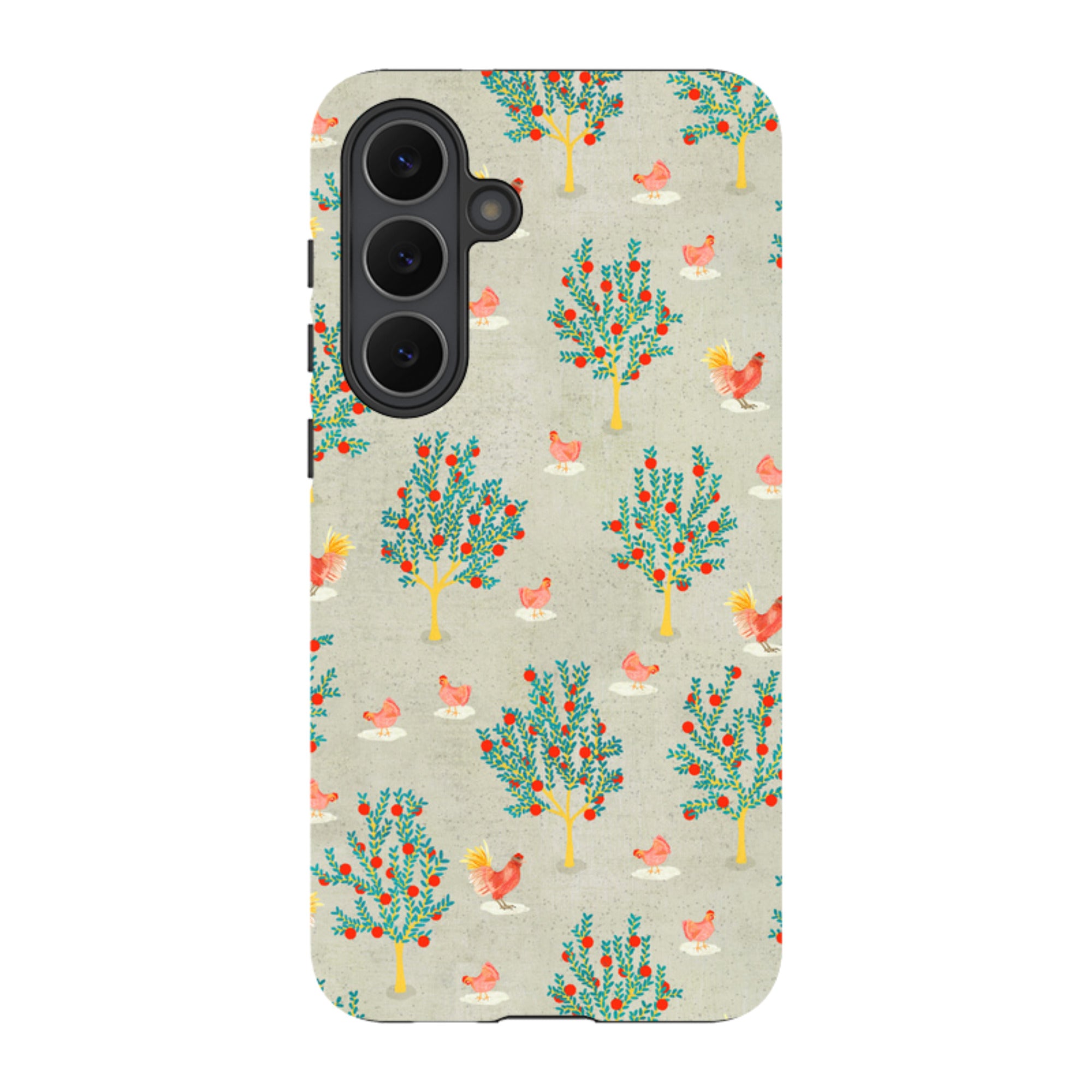 Samsung Tough Case - Apple Trees And Chickens Grey By Katherine Quinn