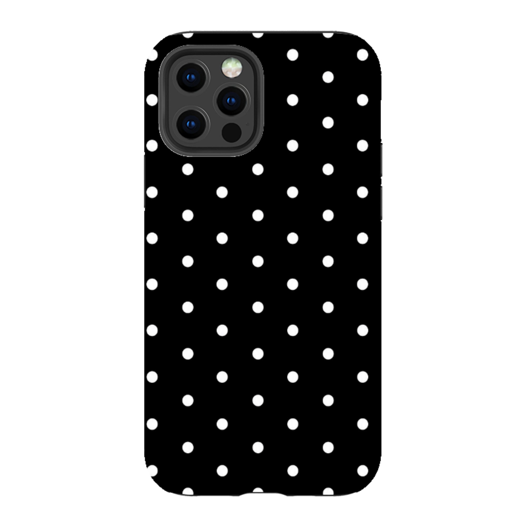 iPhone Tough Case - Black & White Polka Dot