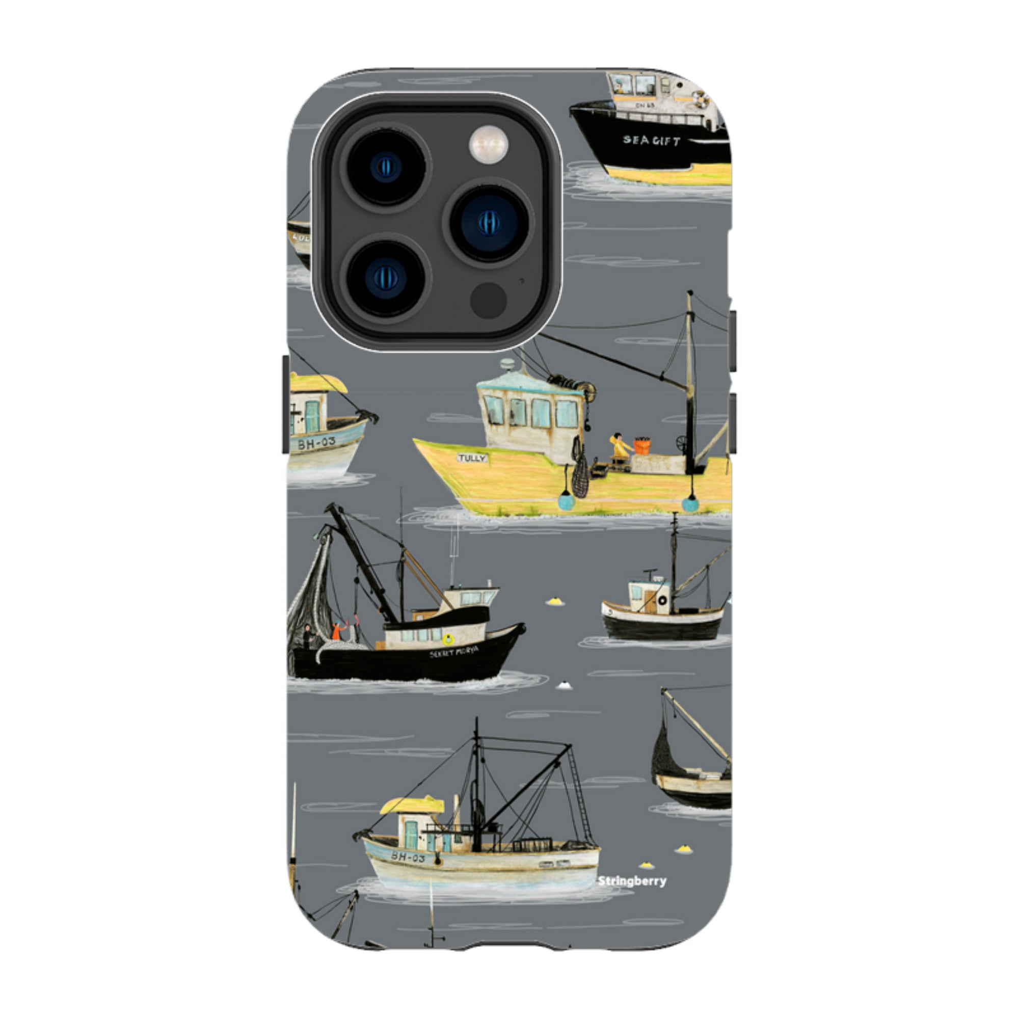 iPhone MagSafe Tough Case - Fishing Boats Grey By Katherine Quinn