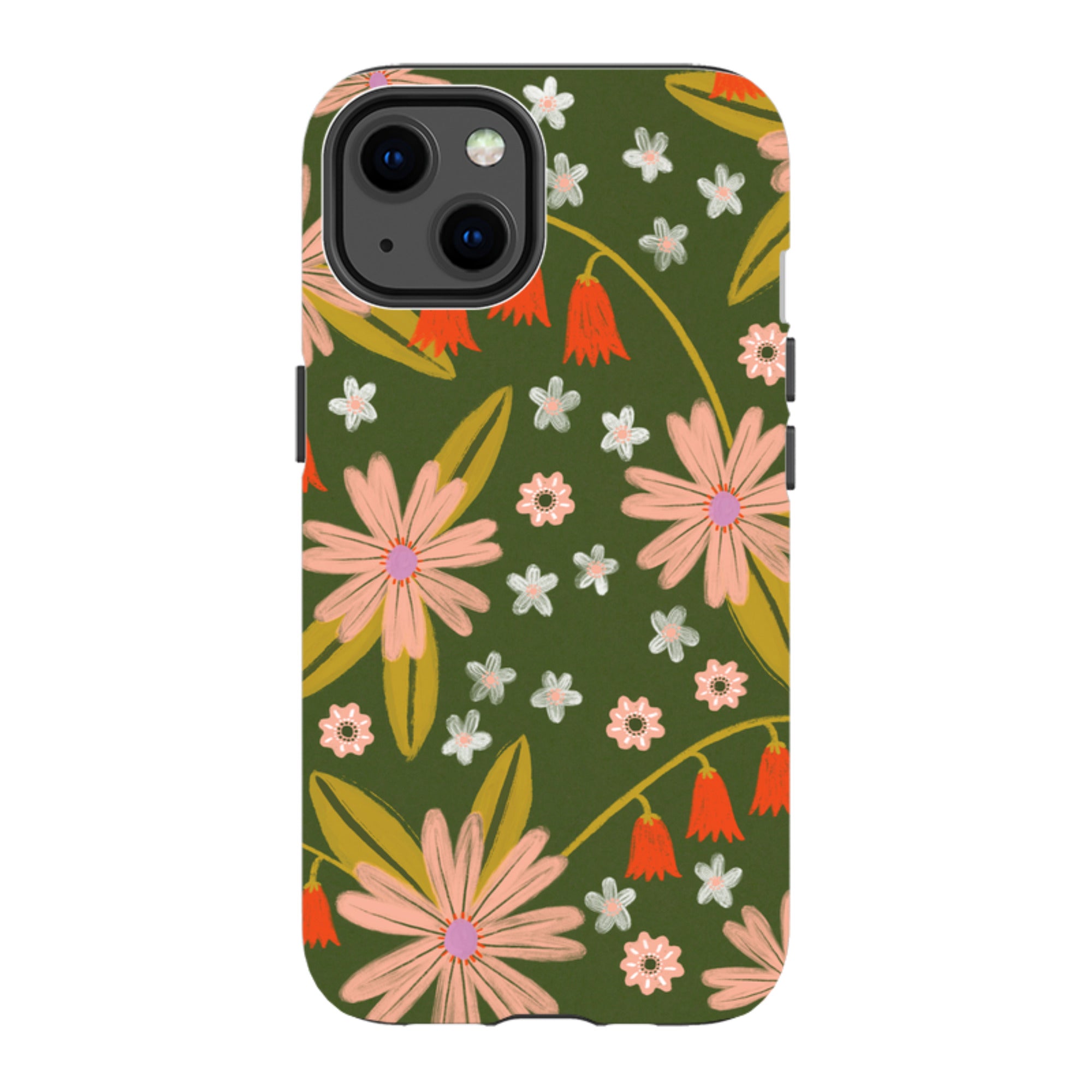 iPhone Tough Case - Red and Green Floral Pattern By Lee Foster Wilson