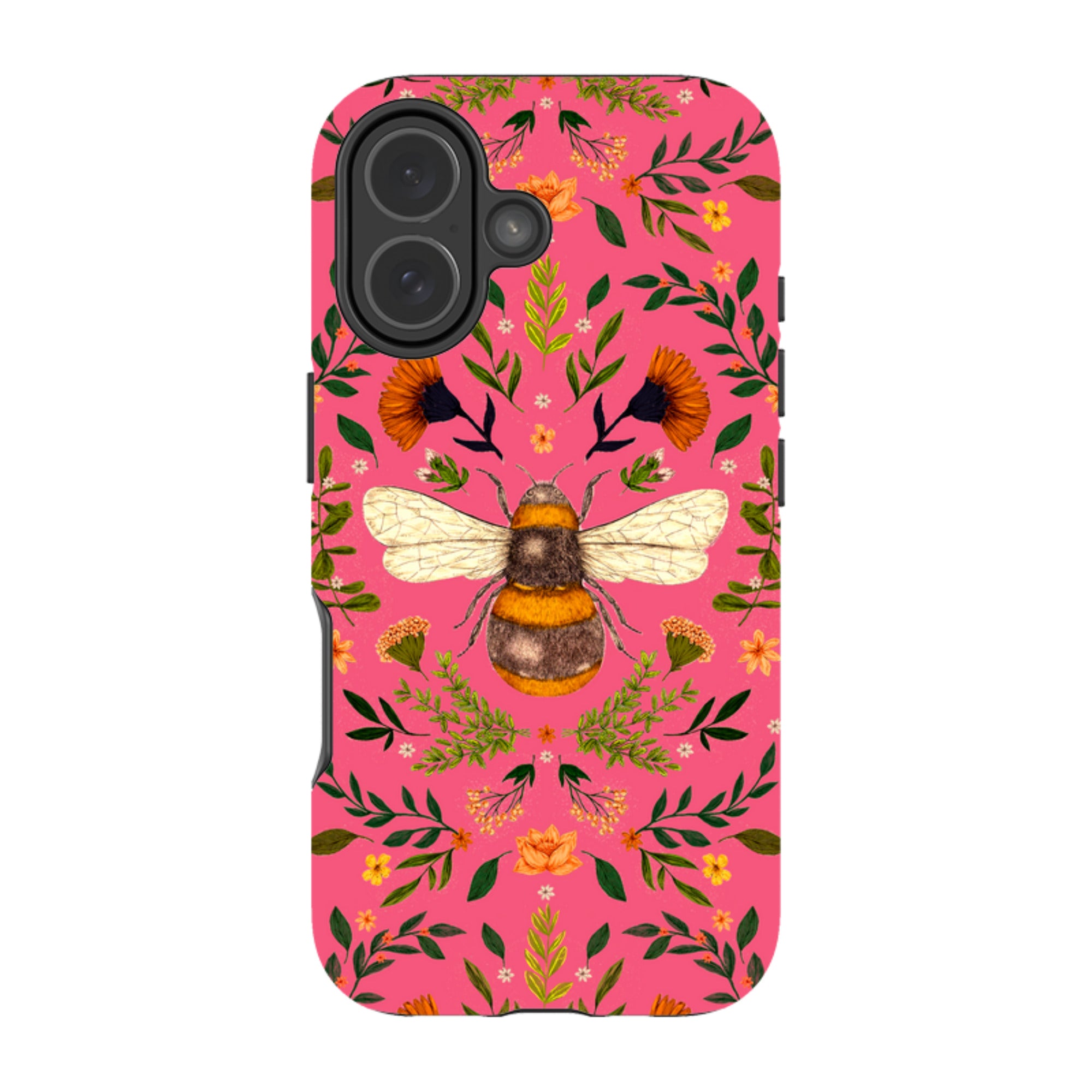 iPhone Tough Case - Botanical Bee Peach By Jade Mosinski