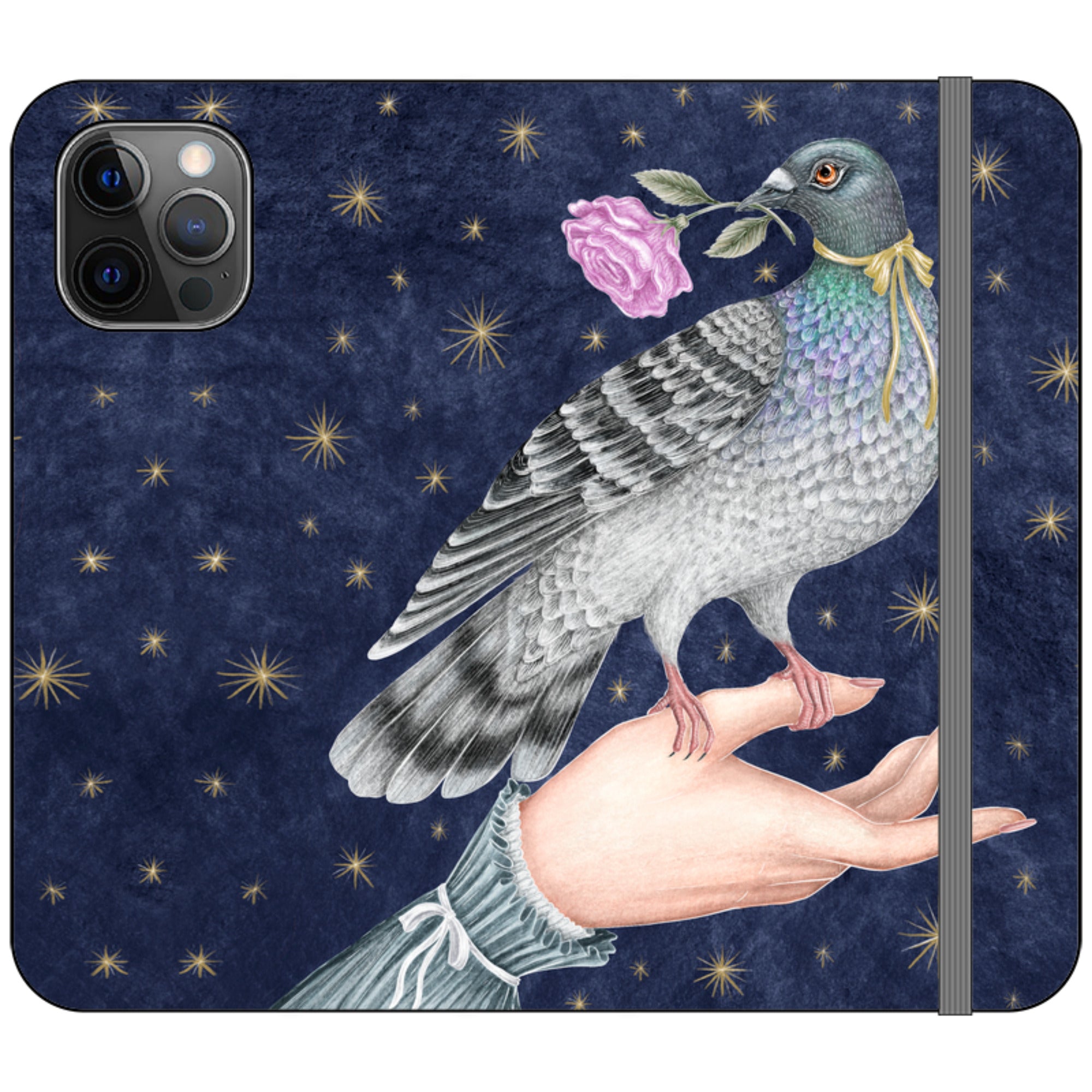 Pigeon With Rose Wallet Case By Catherine Rowe