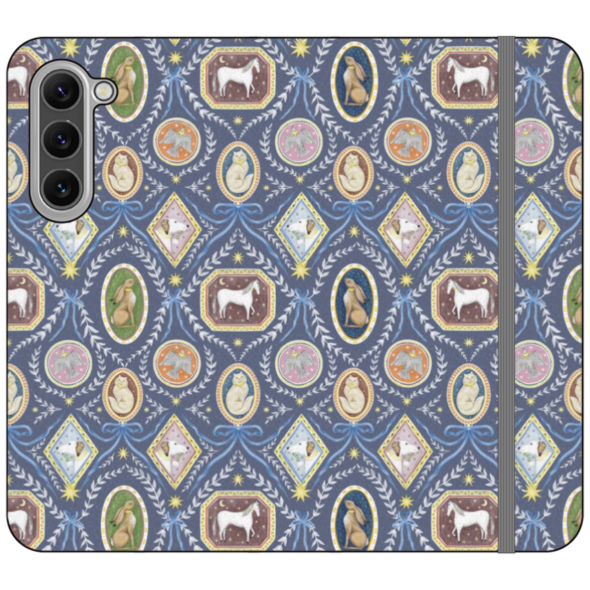 Charleston Dusk Blue Wallet Case By Catherine Rowe