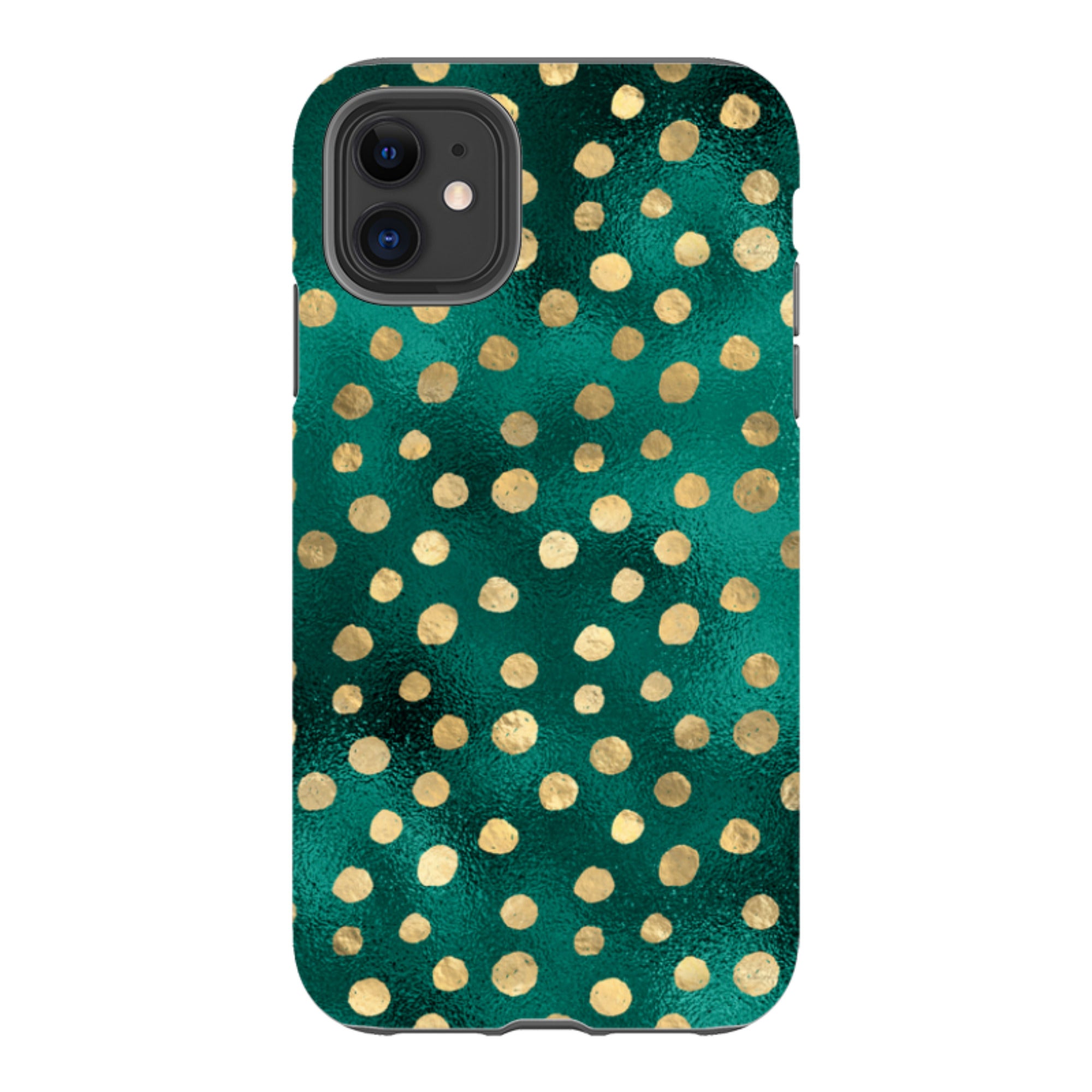iPhone Tough Case - Forest and Gold Dots